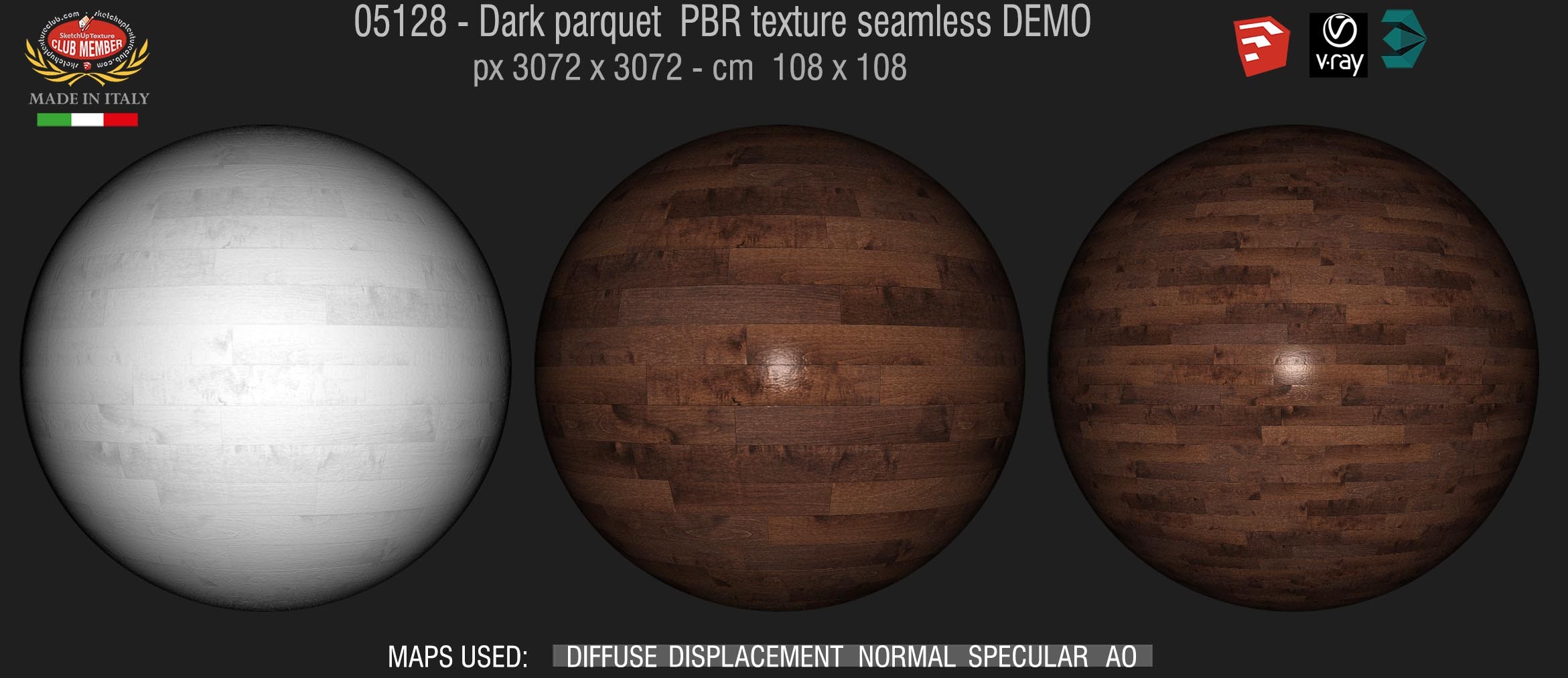 05128 Dark parquet PBR texture seamless DEMO