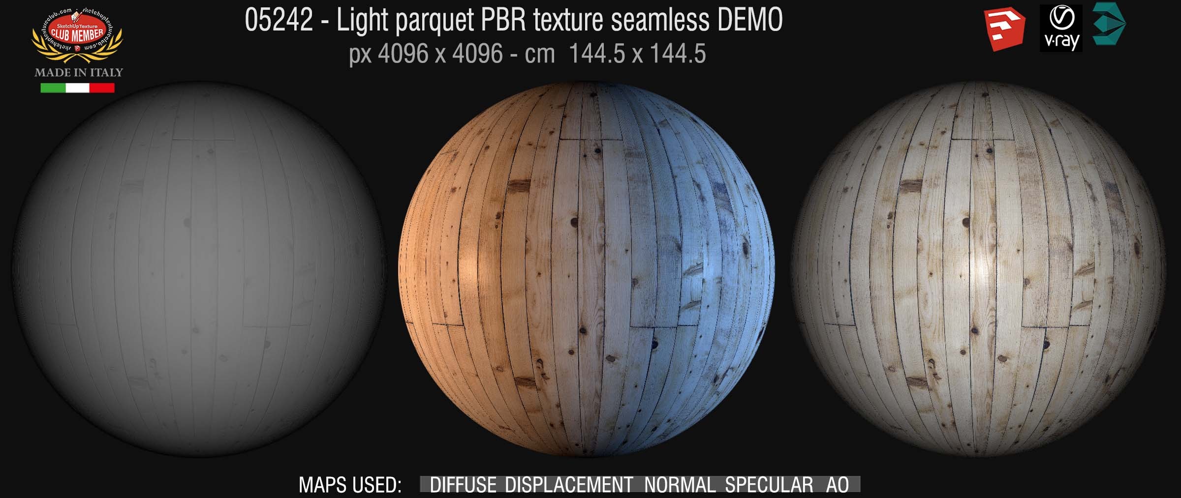 05242 Light parquet PBR texture seamless DEMO