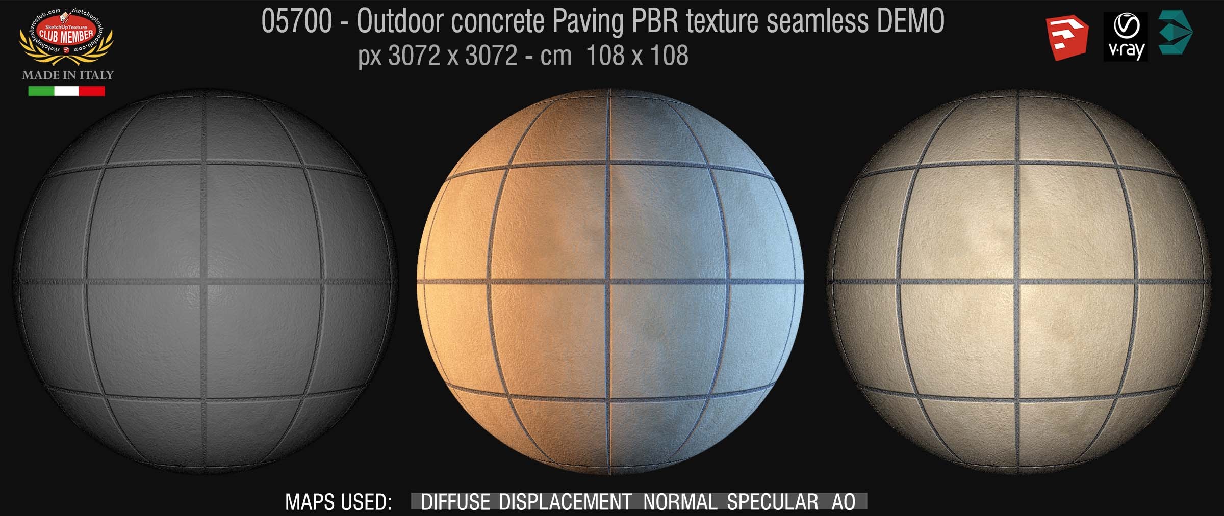 05700 Outdoor concrete Paving PBR texture seamless DEMO