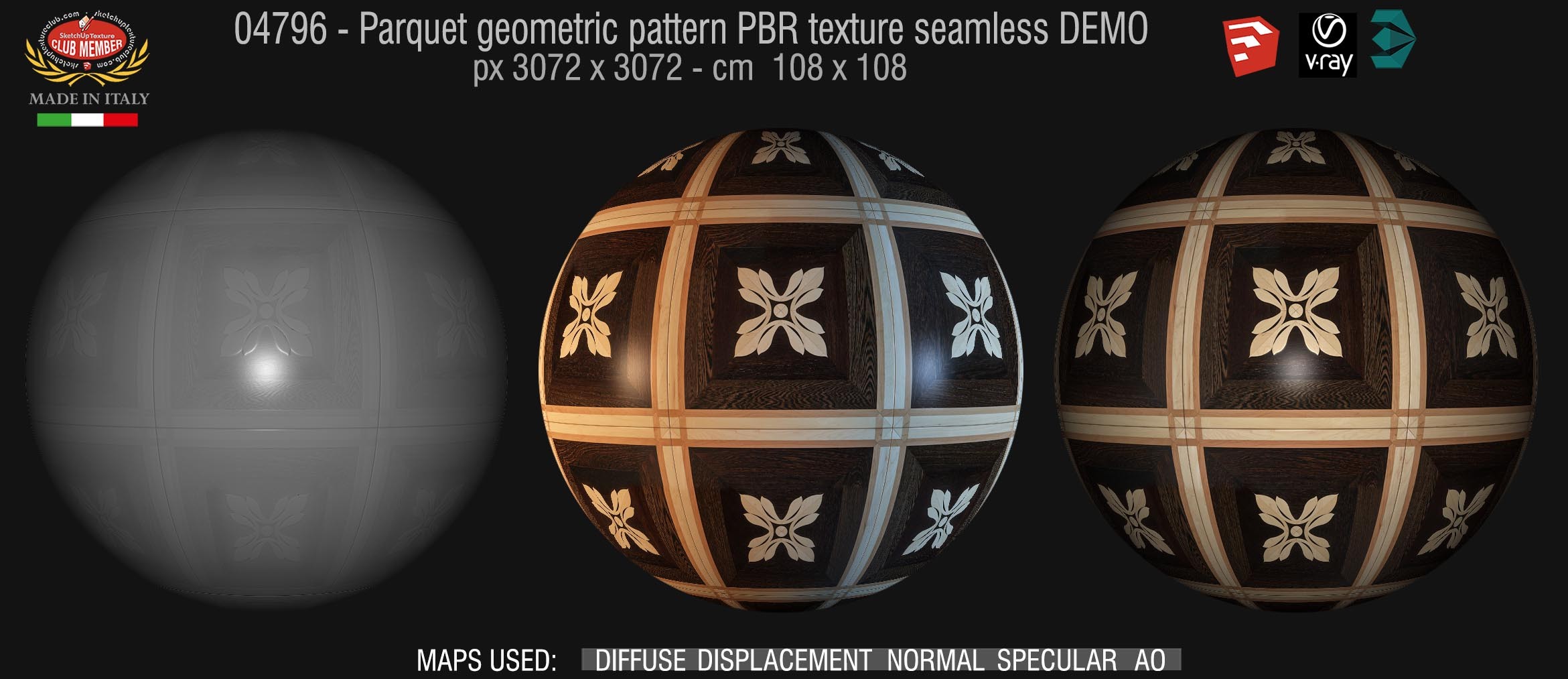 04796 Parquet geometric pattern PBR texture seamless DEMO