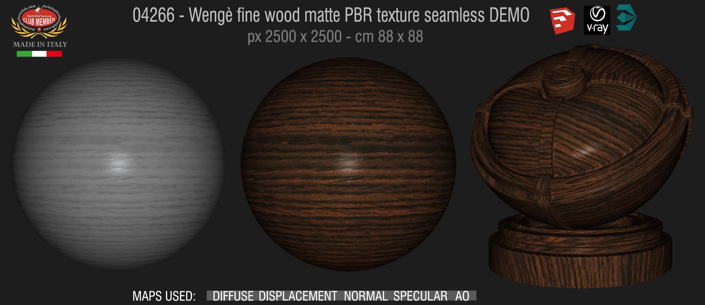 04266 Wengè fine wood matte PBR texture seamless DEMO