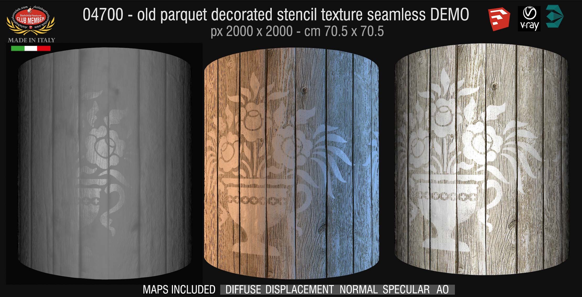 04700 HR Parquet decorated stencil texture seamless + maps DEMO