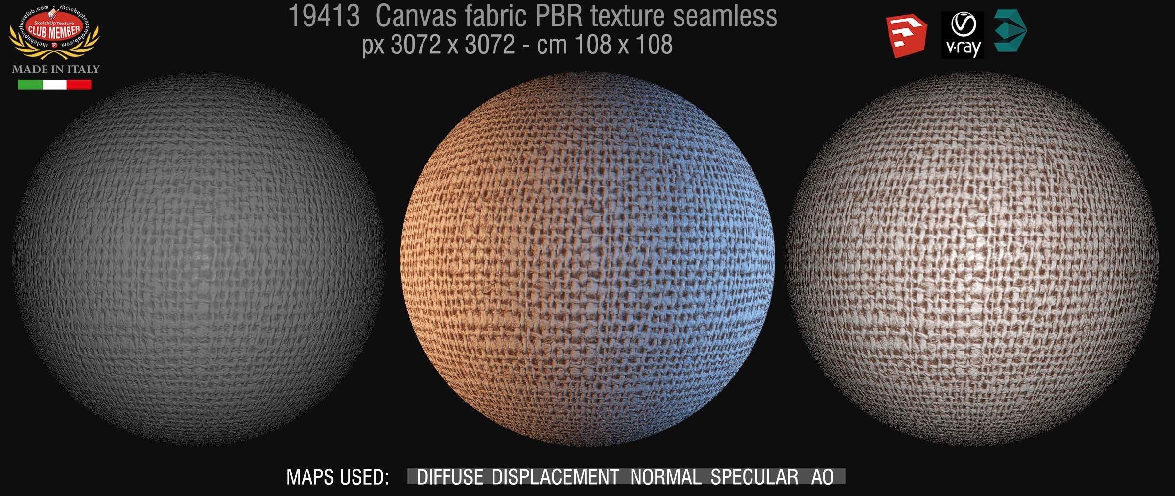19413  Brushed canvas fabric PBR texture seamless DEMO