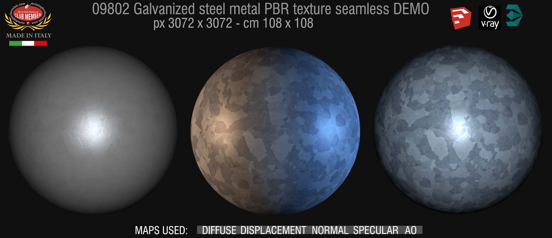 09802 Galvanized steel metal PBR texture seamless DEMO