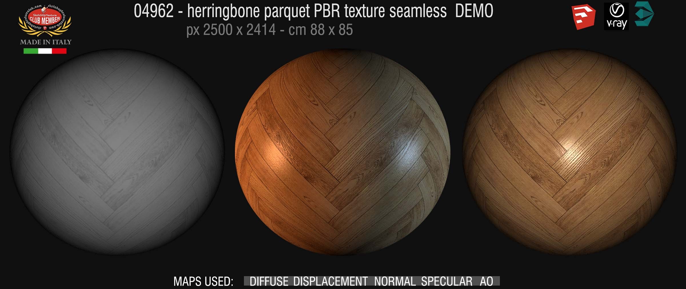 04962 Herringbone parquet PBR texture seamless DEMO