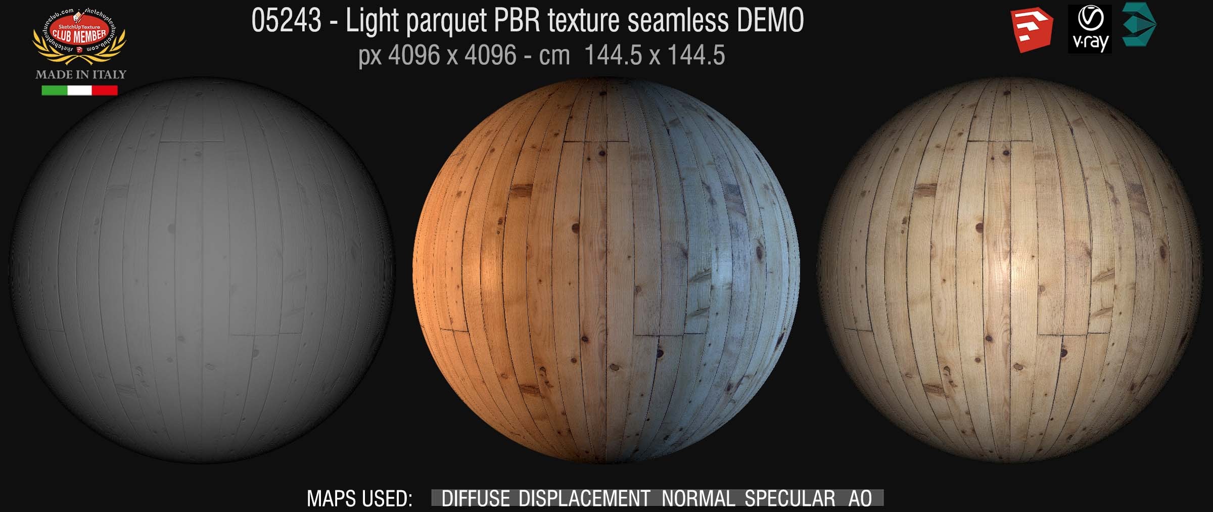 05243 Light parquet PBR texture seamless DEMO
