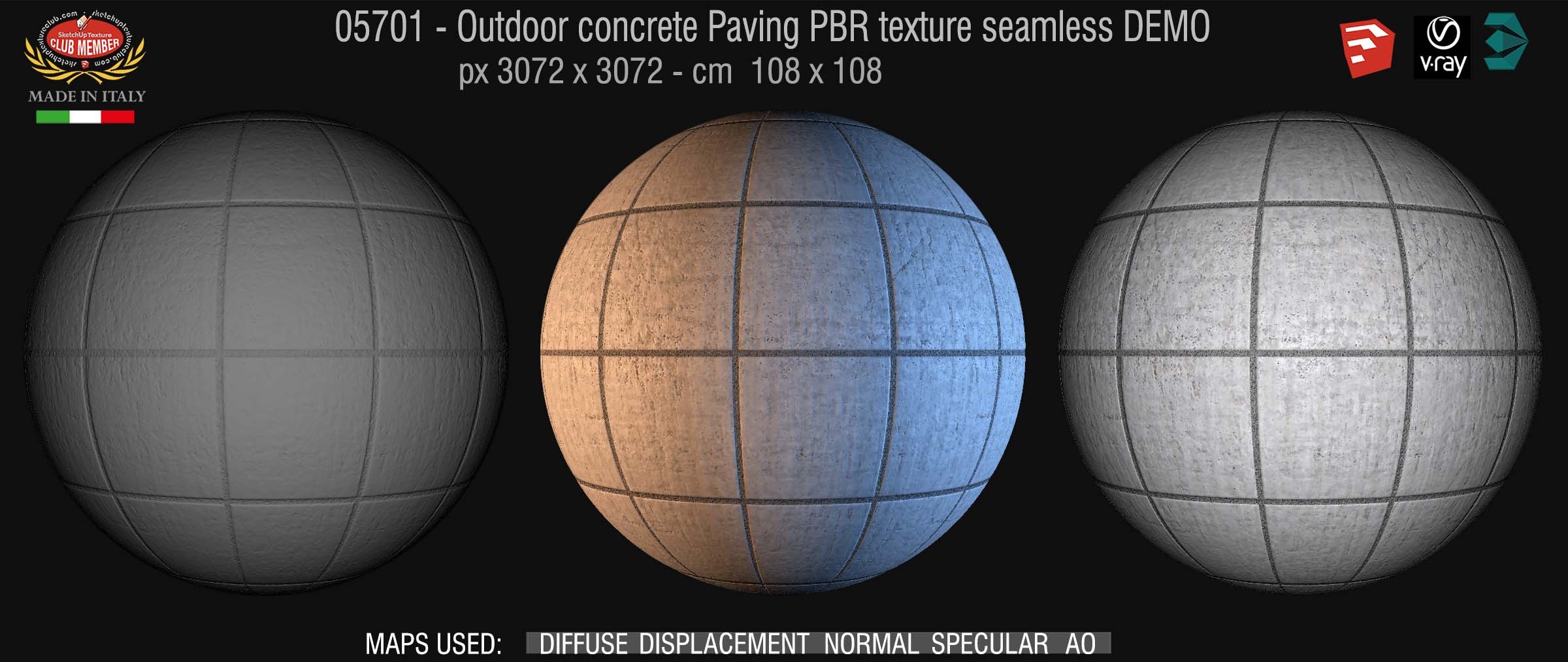 05701 Outdoor concrete Paving PBR texture seamless DEMO