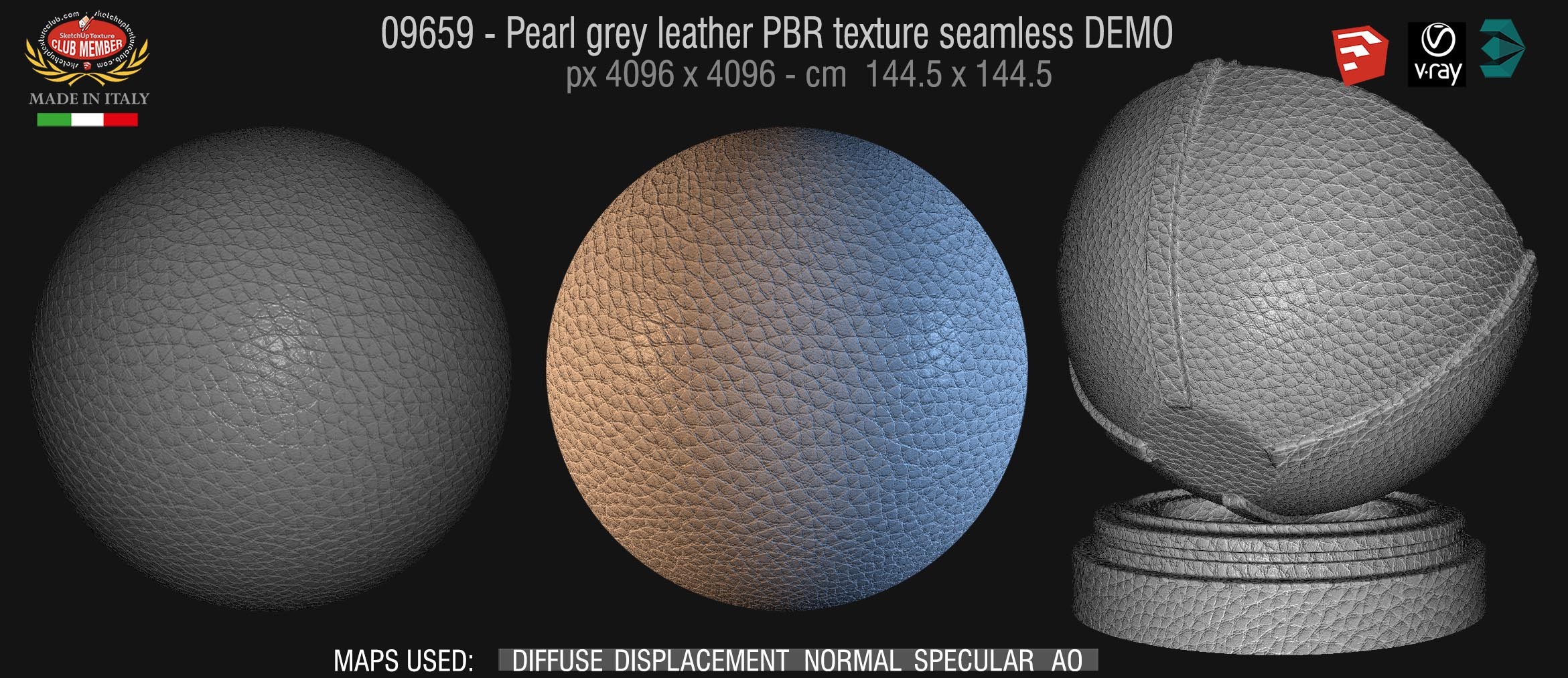 09659 Pearl grey leather PBR texture seamless DEMO