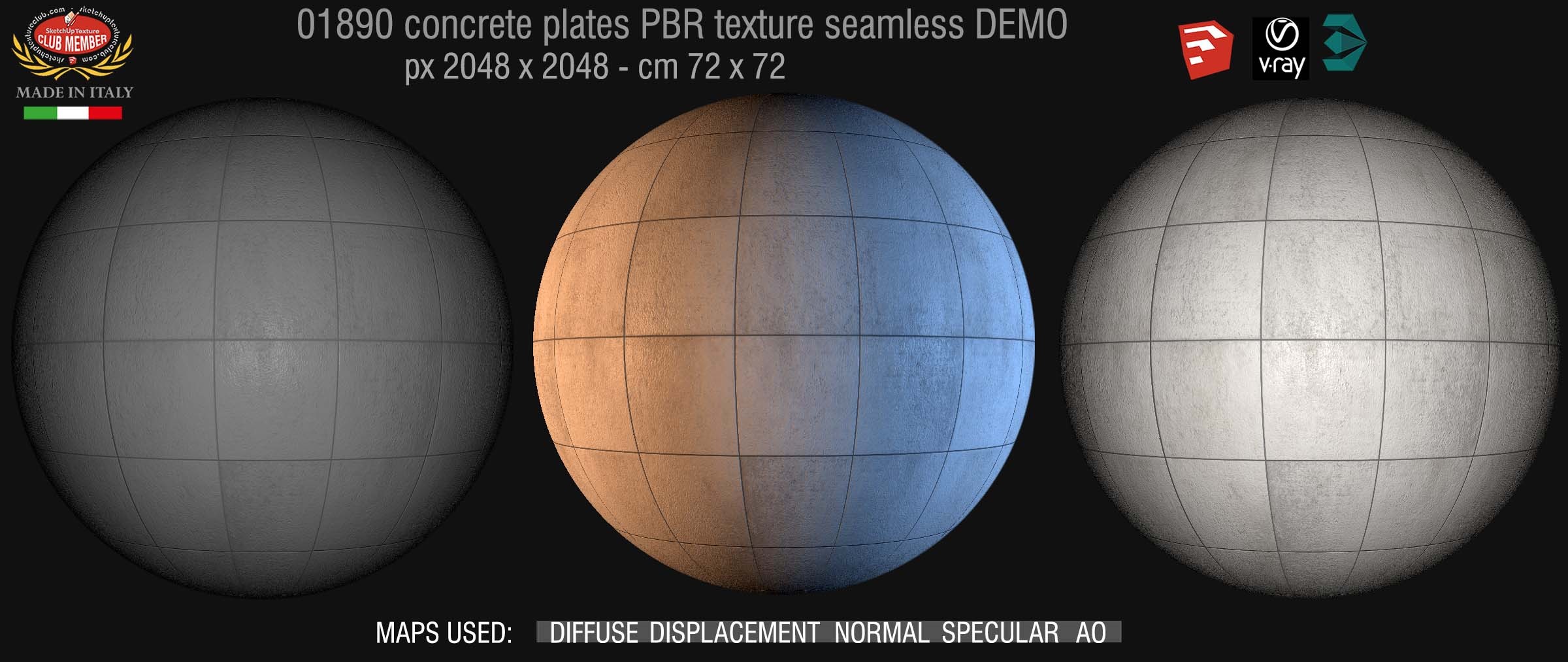 01890 tadao ando concrete plates PBR texture seamless DEMO
