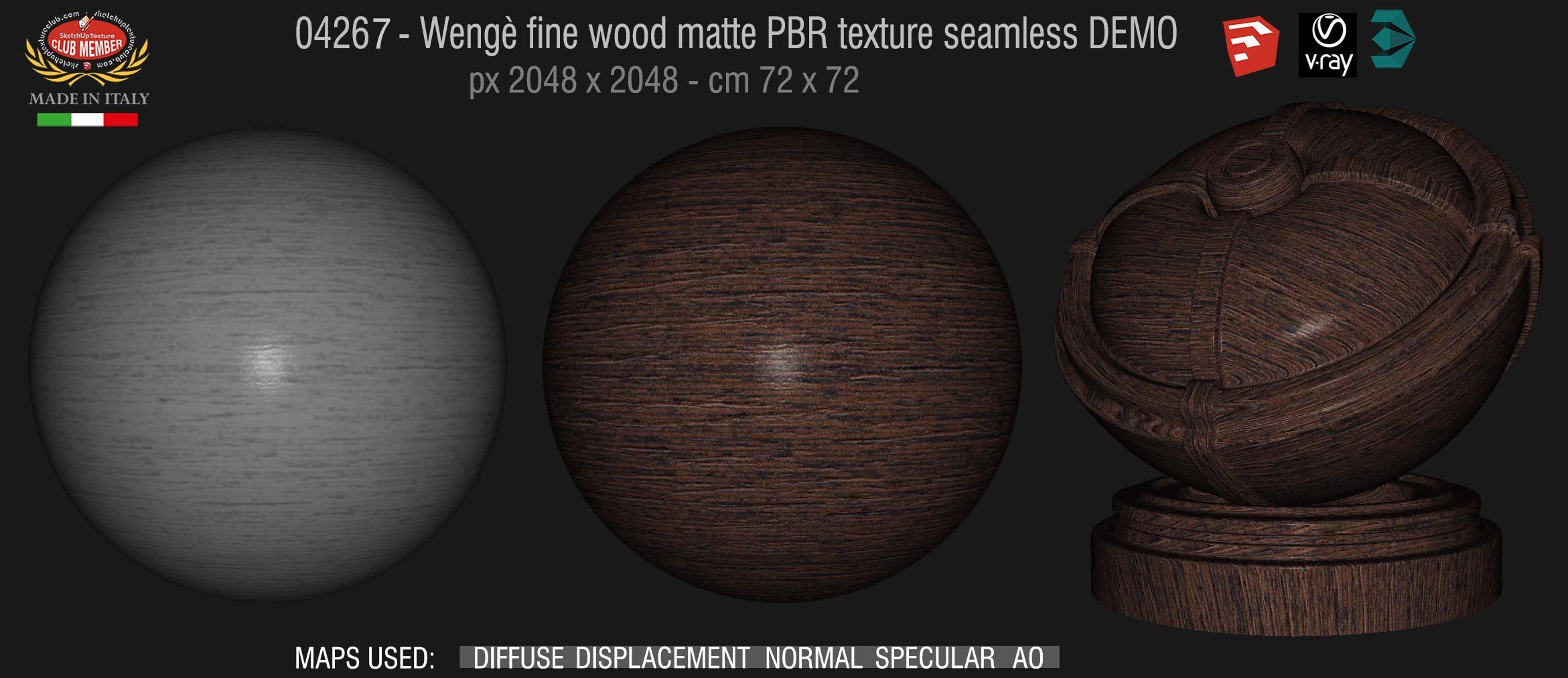 04267 Wengè fine wood matte PBR texture seamless DEMO