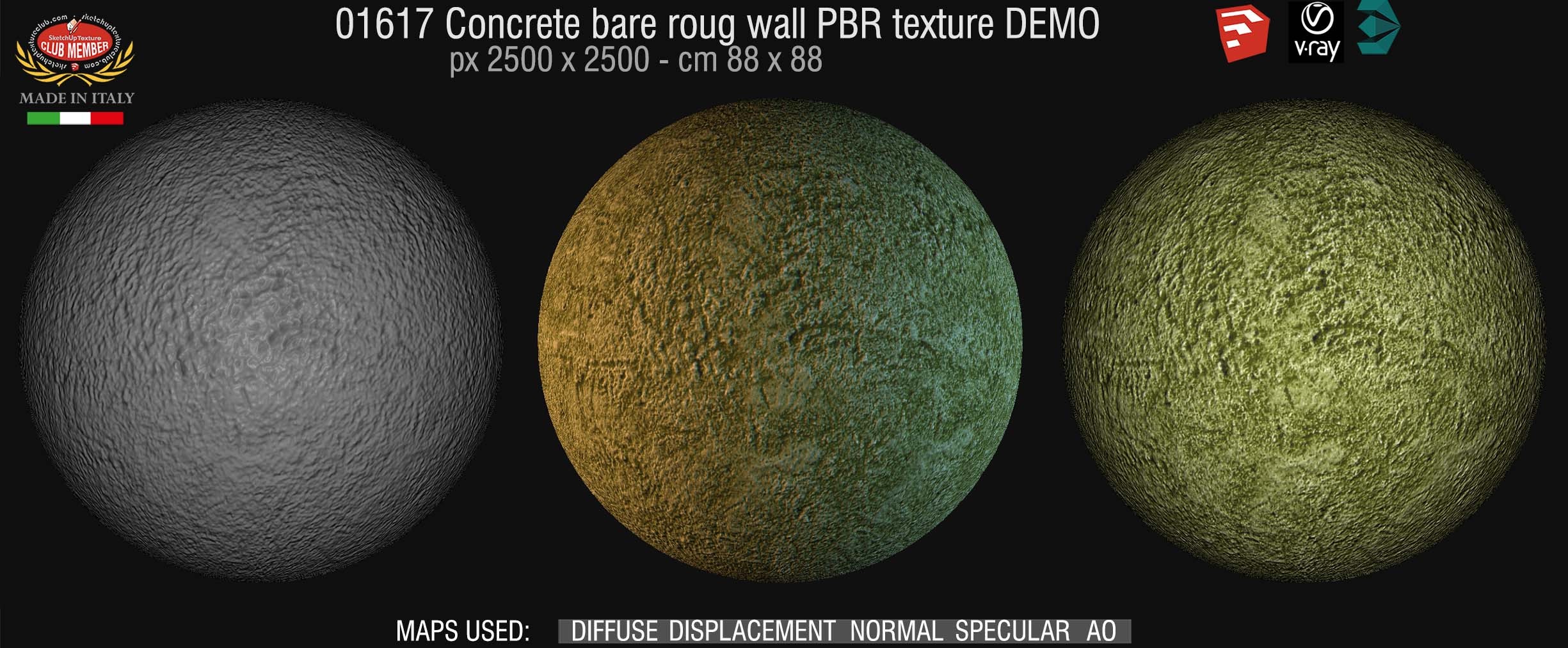 01617 Concrete bare rough wall PBR texture seamless DEMO