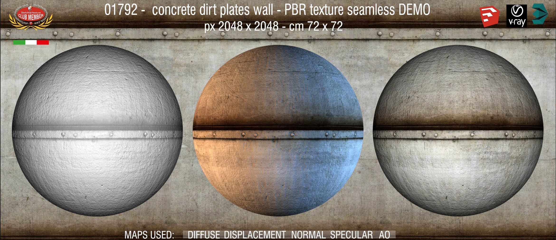 01792 concrete dirt plates wall PBR texture seamless DEMO