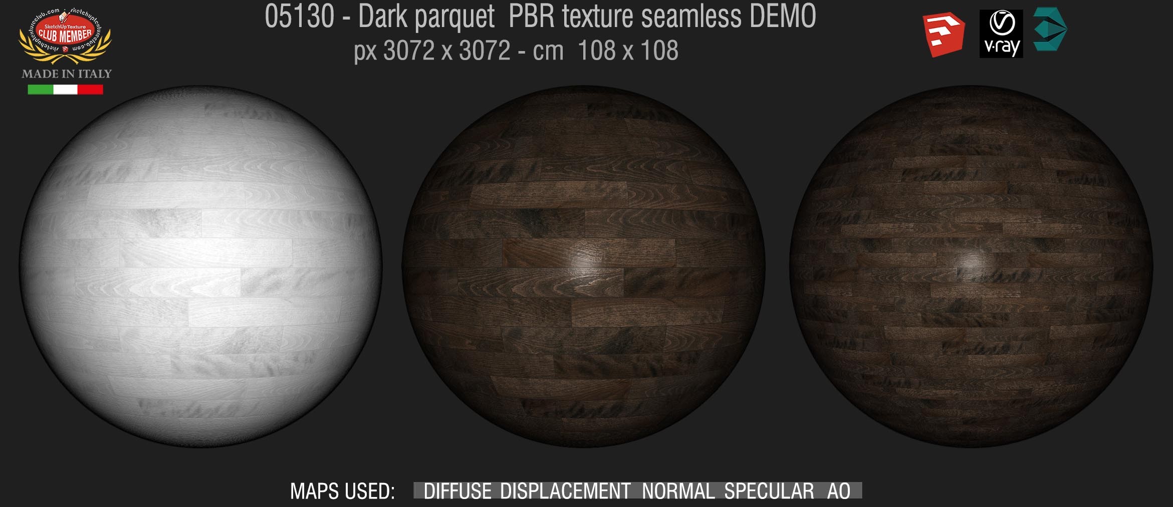 05130 Dark parquet PBR texture seamless DEMO