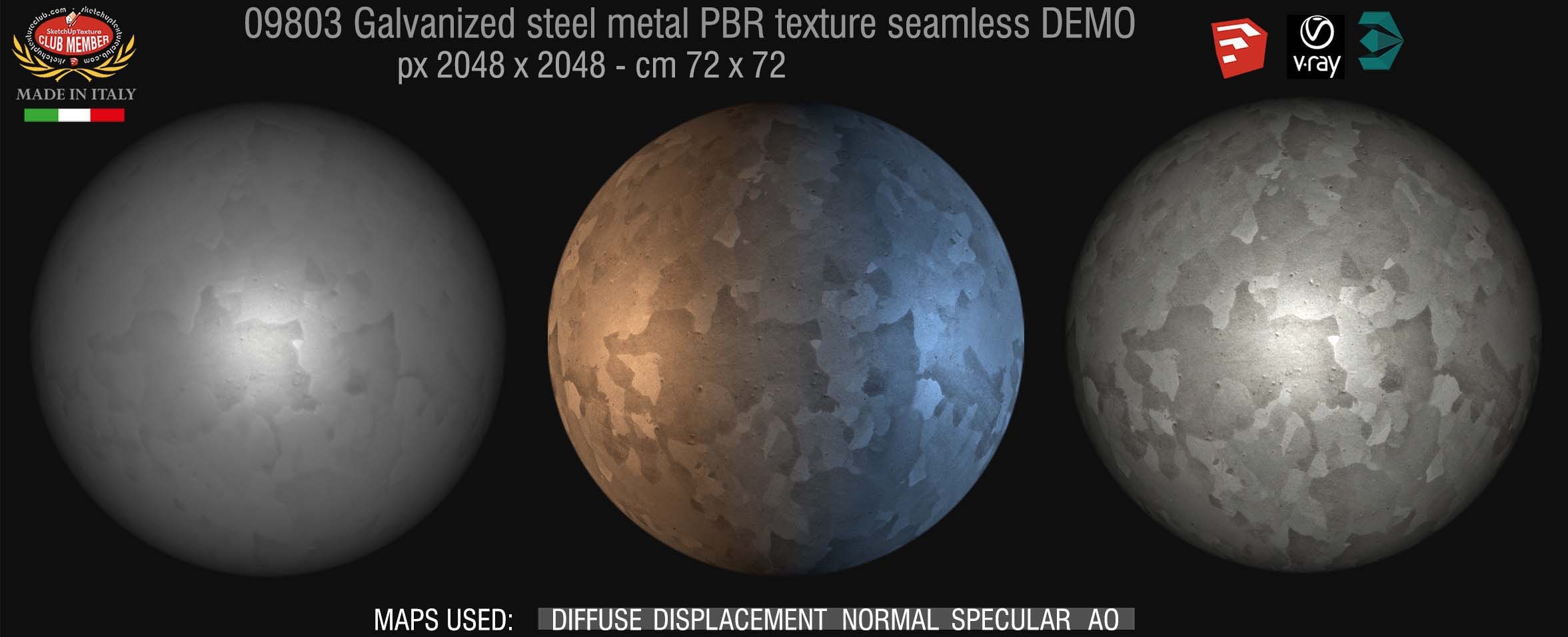 09803 Galvanized steel metal PBR texture seamless DEMO