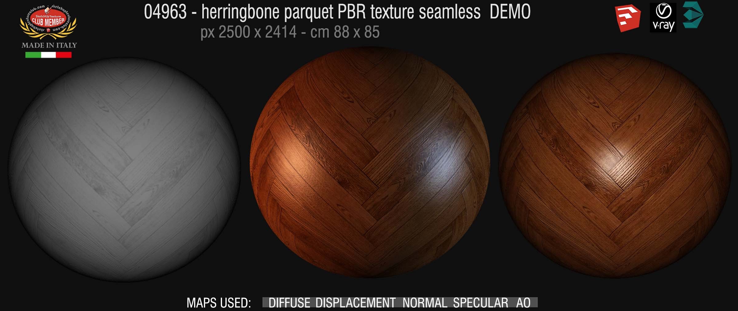 04963 Herringbone parquet PBR texture seamless DEMO