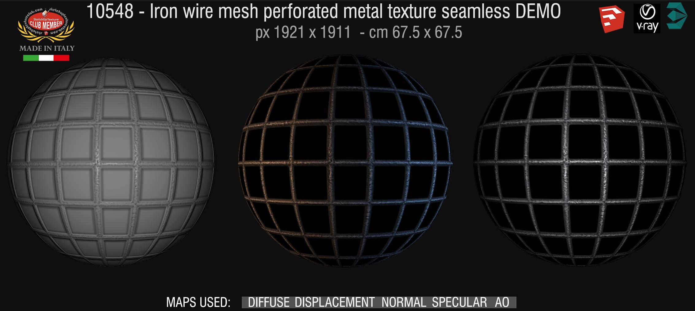 10548 HR Iron wire mesh perforate metal texture seamless + maps DEMO