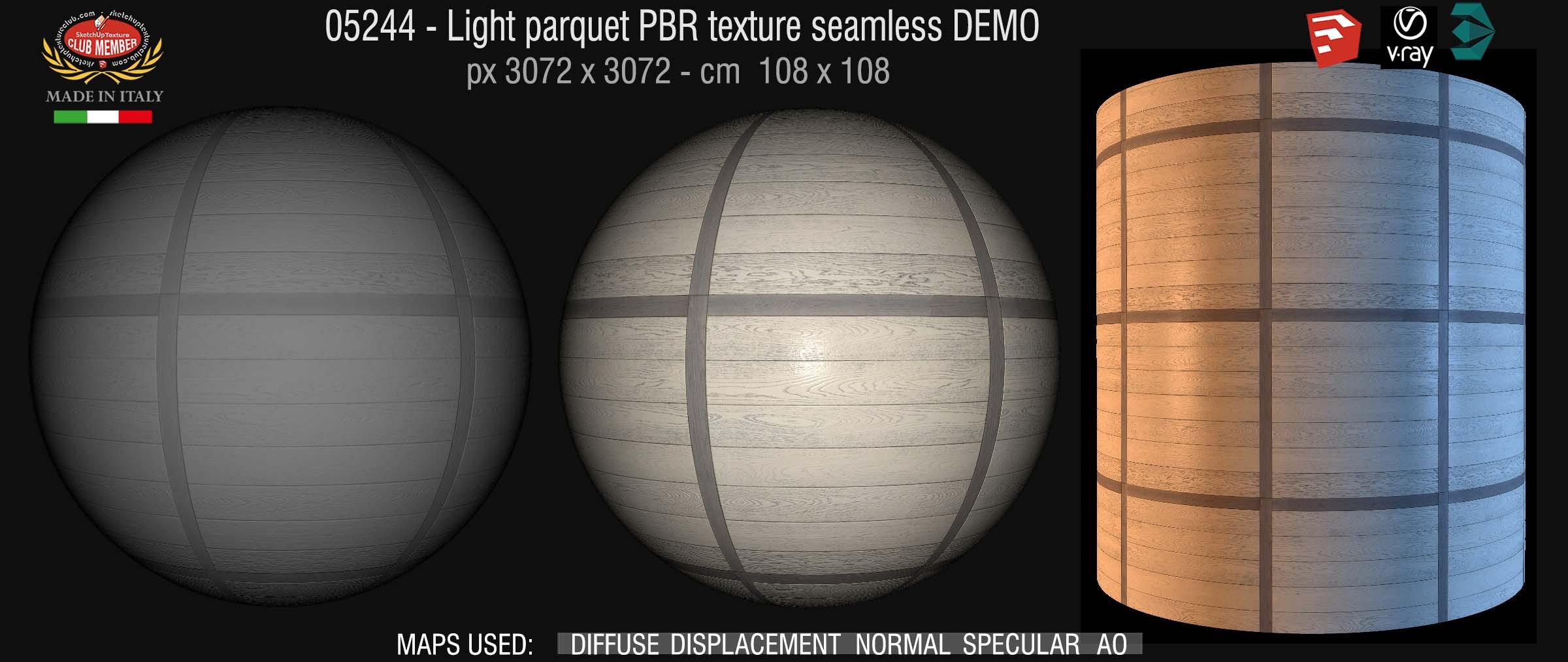 05244 Light parquet PBR texture seamless DEMO