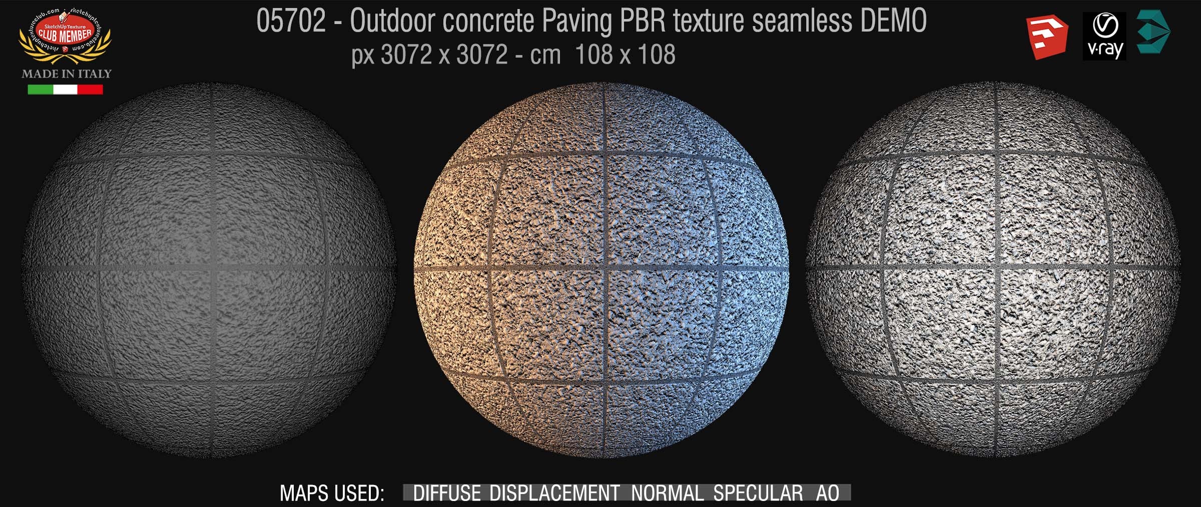 05702 Outdoor concrete Paving PBR texture seamless DEMO