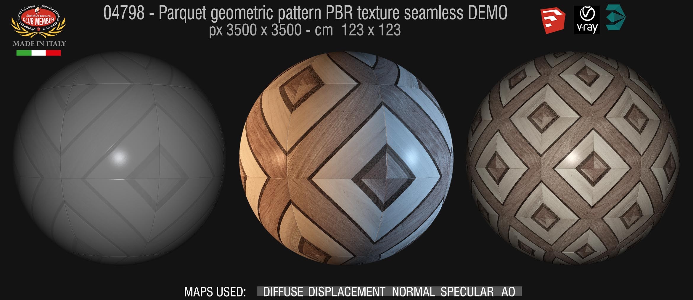 04798 Parquet geometric pattern PBR texture seamless DEMO