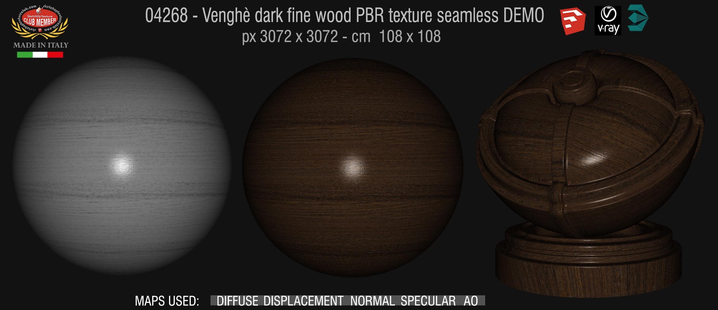 04268 Venghè dark fine wood PBR texture seamless DEMO