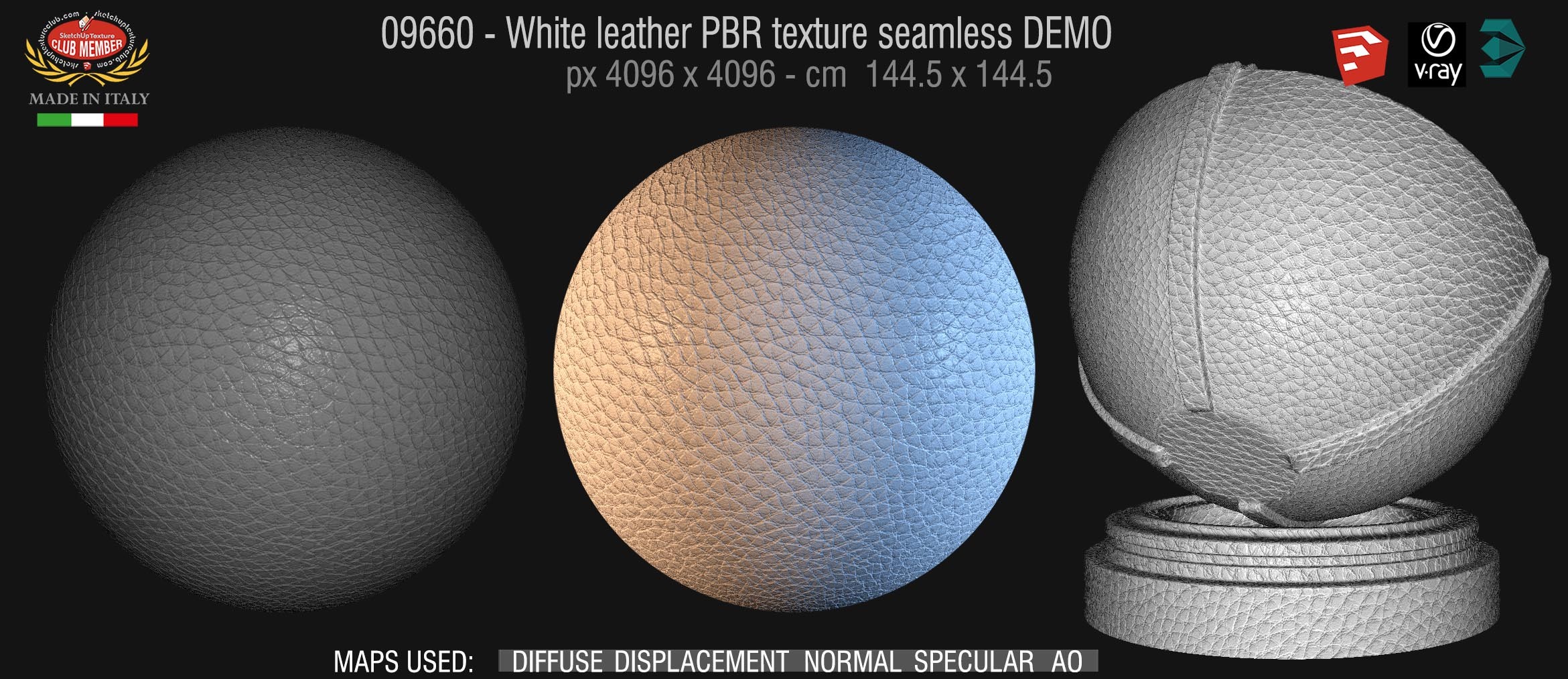 09660 White leather PBR texture seamless DEMO