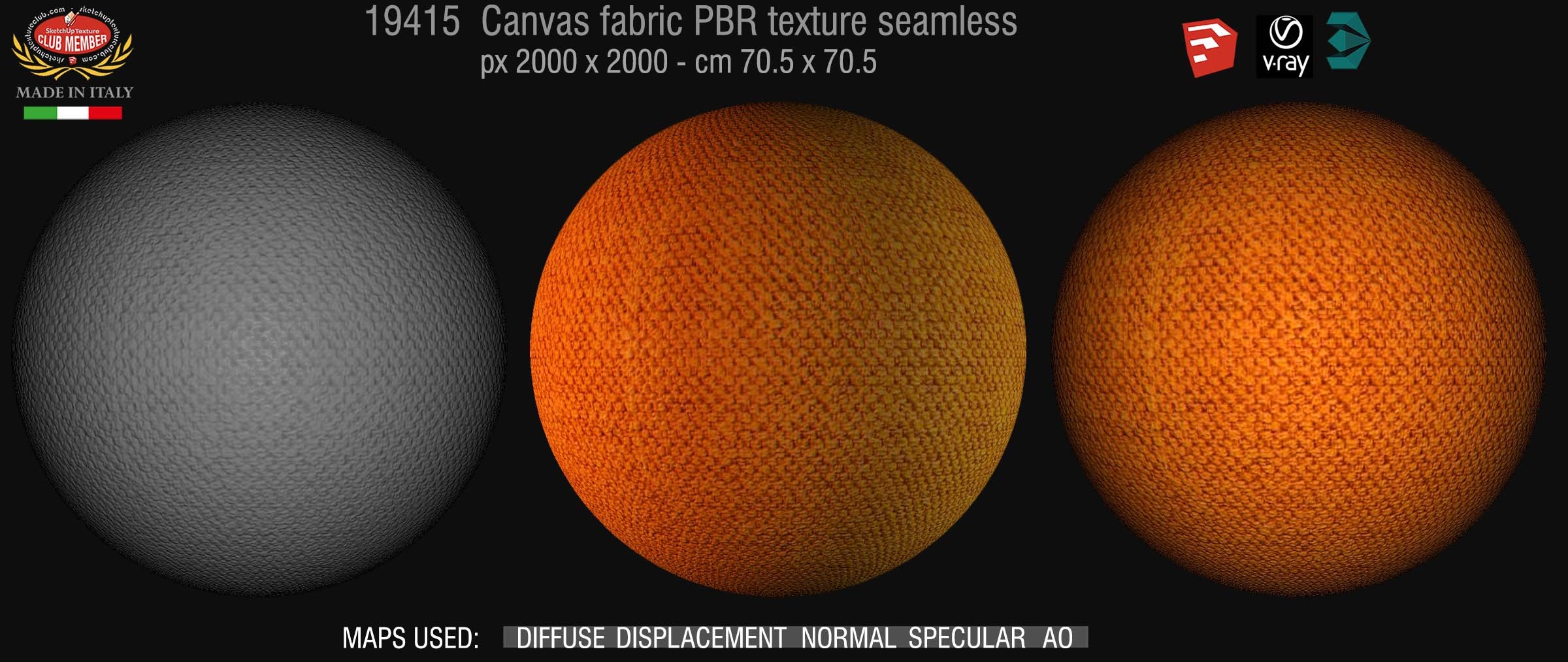 19415 Brushed canvas fabric PBR texture seamless DEMO