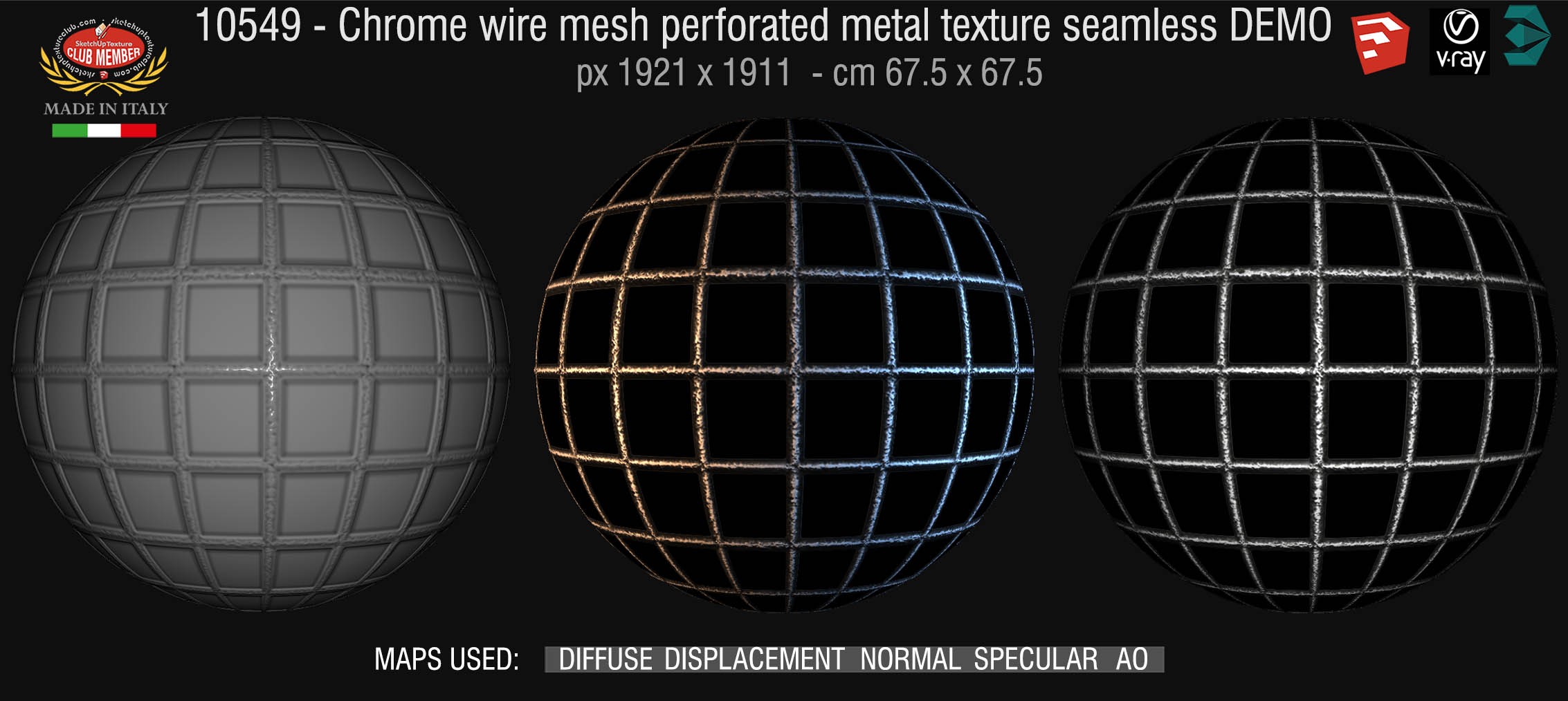 10549 HR Chrome wire mesh perforate metal texture seamless + maps DEMO