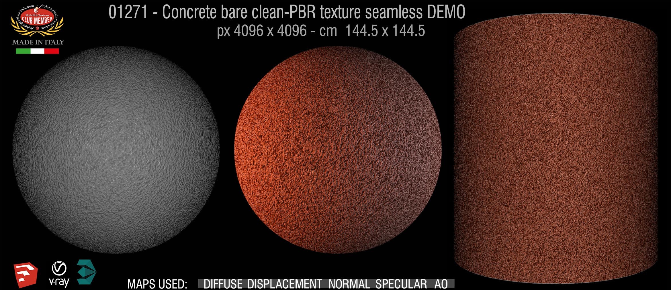 01271 Concrete bare clean-PBR texture seamless DEMO