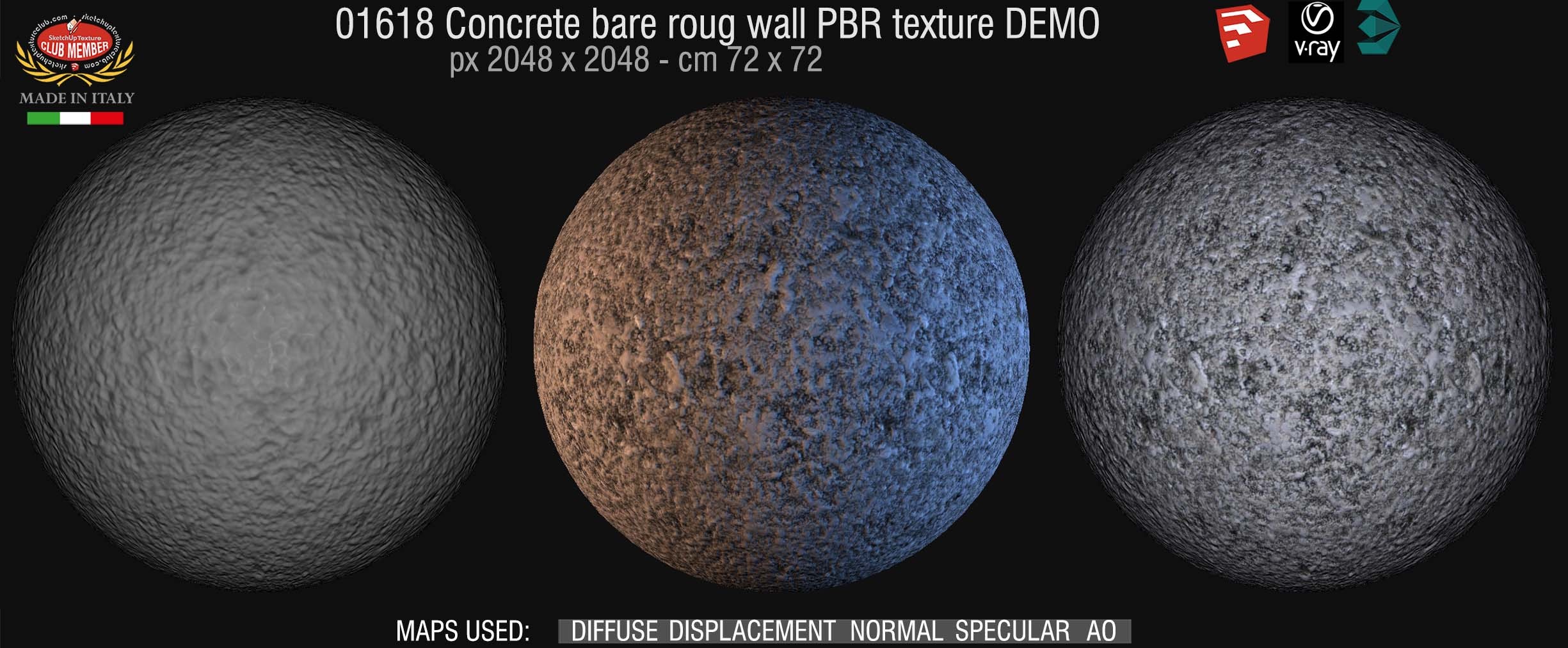 01618 concrete bare rough wall PBR texture seamless DEMO