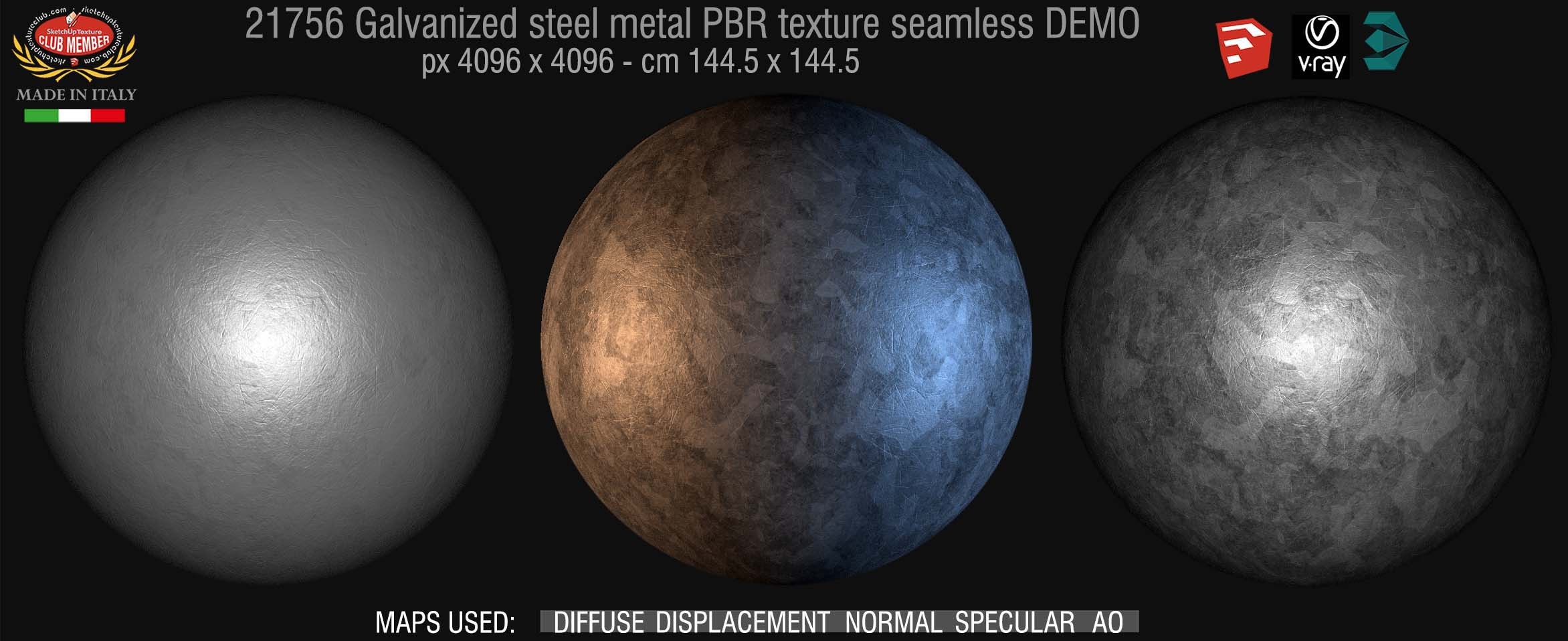 21576 Galvanized steel PBR texture seamless DEMO