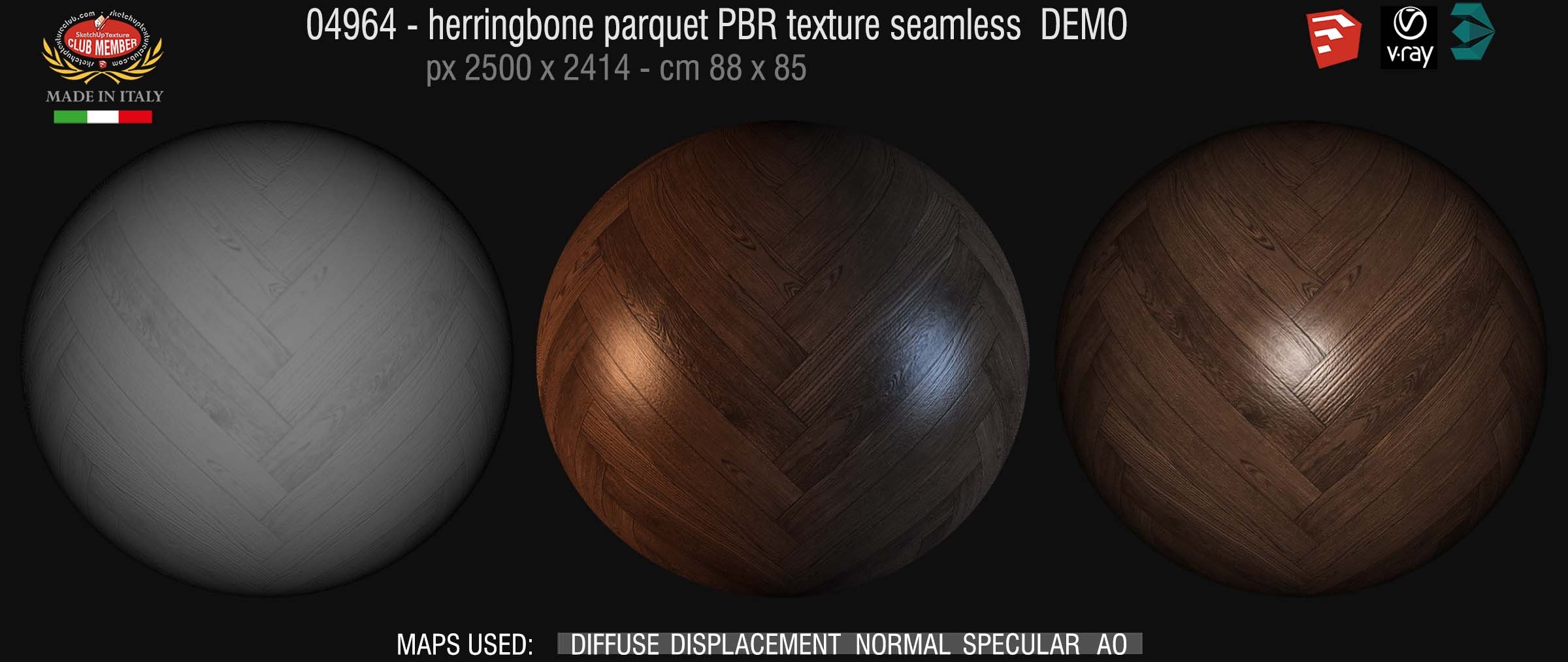 04964 Herringbone parquet PBR texture seamless DEMO