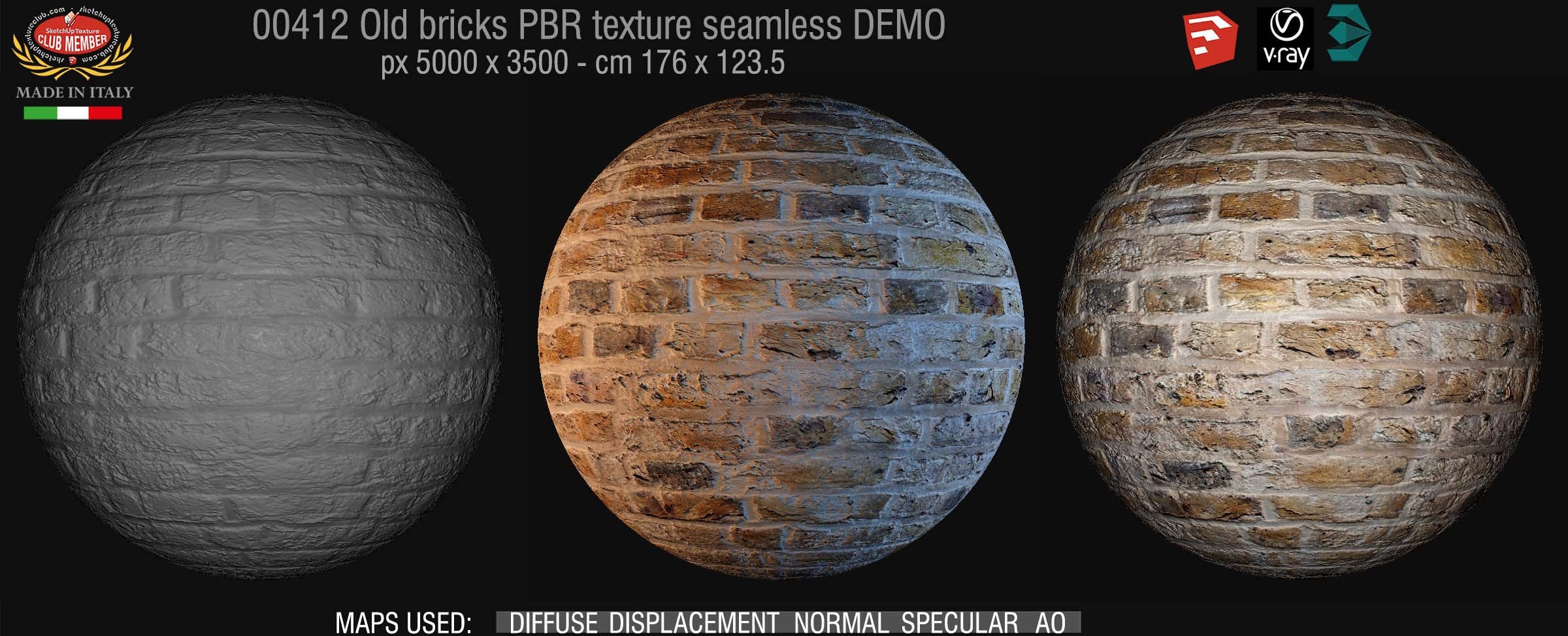 00412 Old bricks PBR texture seamless DEMO