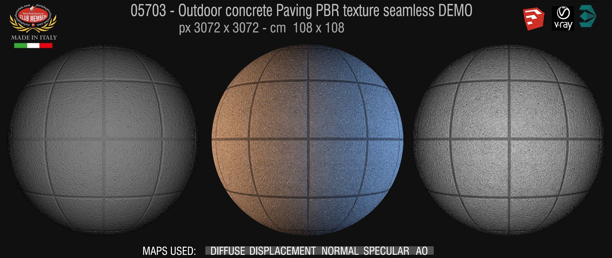 05703 Outdoor concrete Paving PBR texture seamless DEMO
