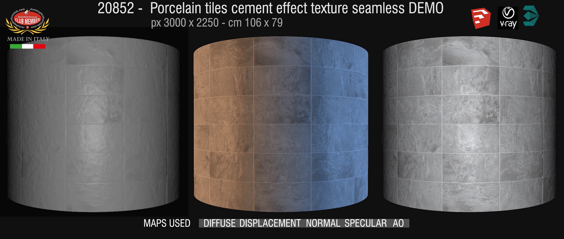 20852 HR Porcelain tiles cement effect texture seamless + maps DEMO