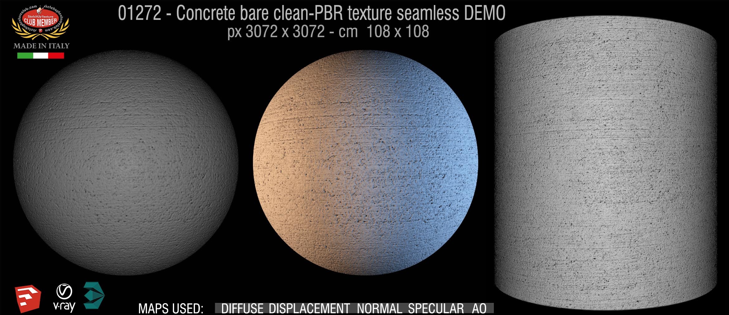 01272 Concrete bare clean-PBR texture seamless DEMO