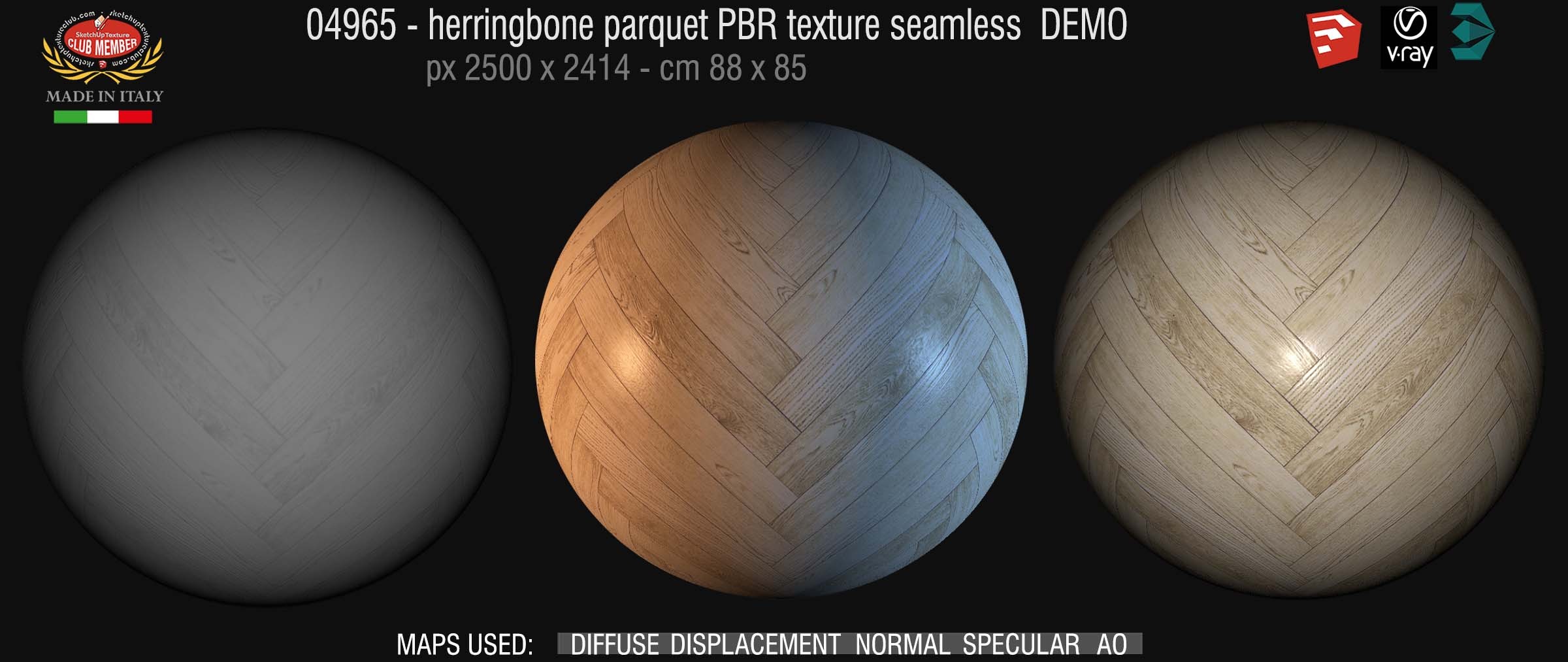 04965 Herringbone parquet PBR texture seamless DEMO