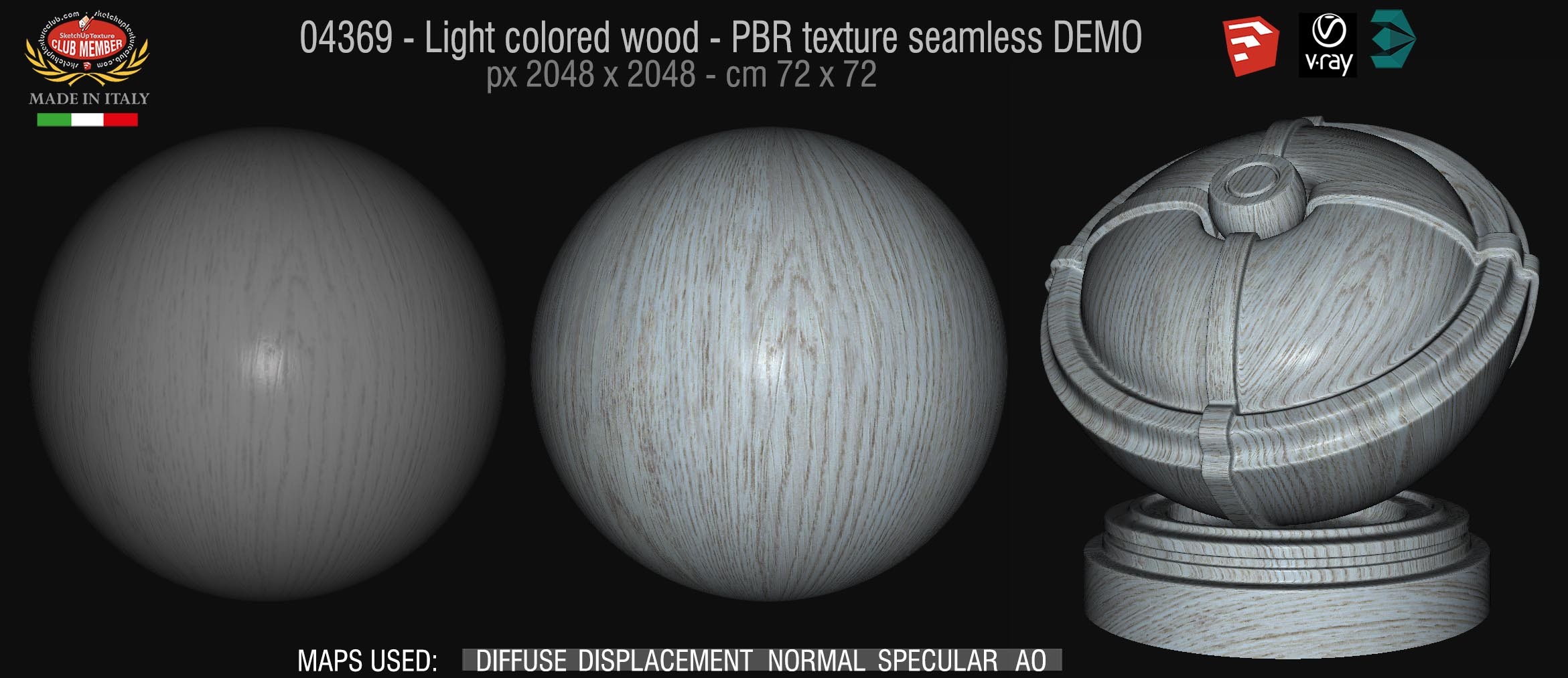 04369 Light colored wood - PBR texture seamless DEMO
