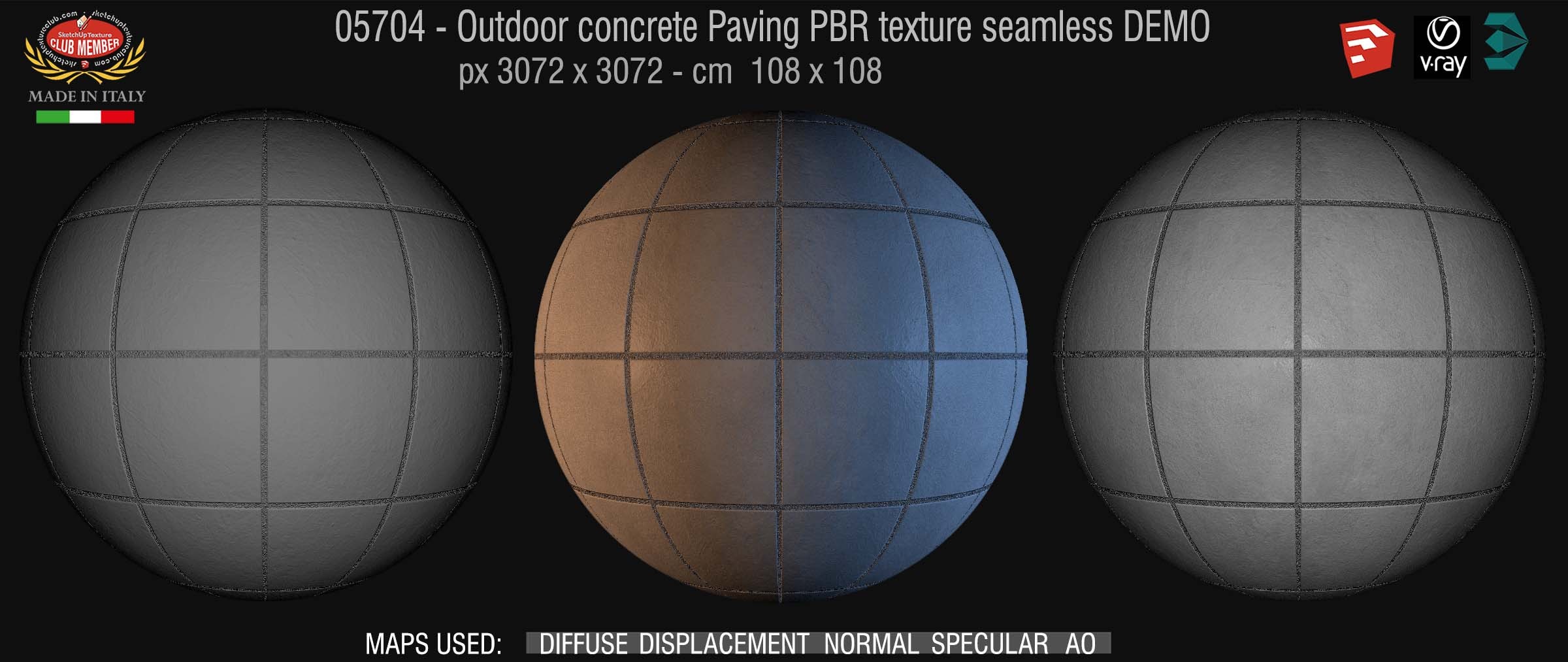 05704 Outdoor concrete Paving PBR texture seamless DEMO