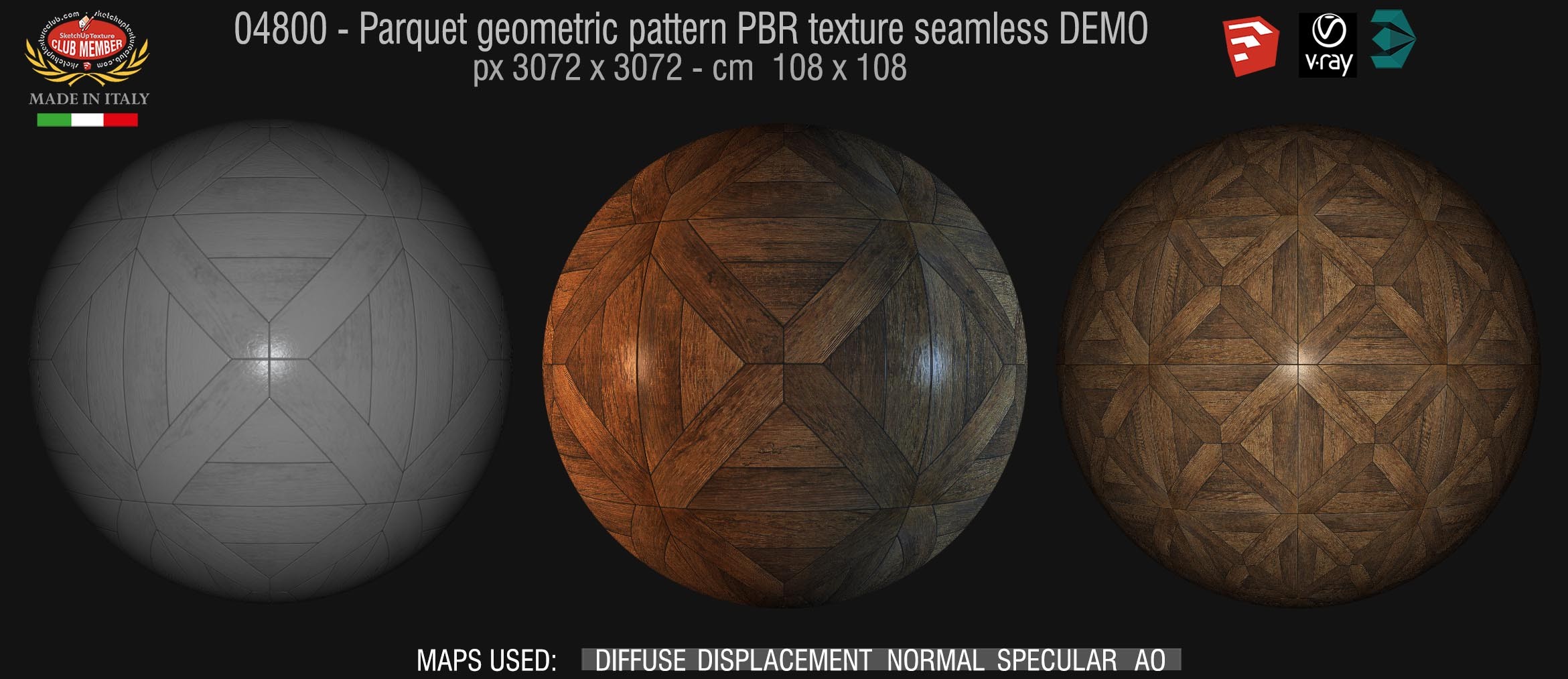 04800 Parquet geometric pattern PBR texture seamless DEMO