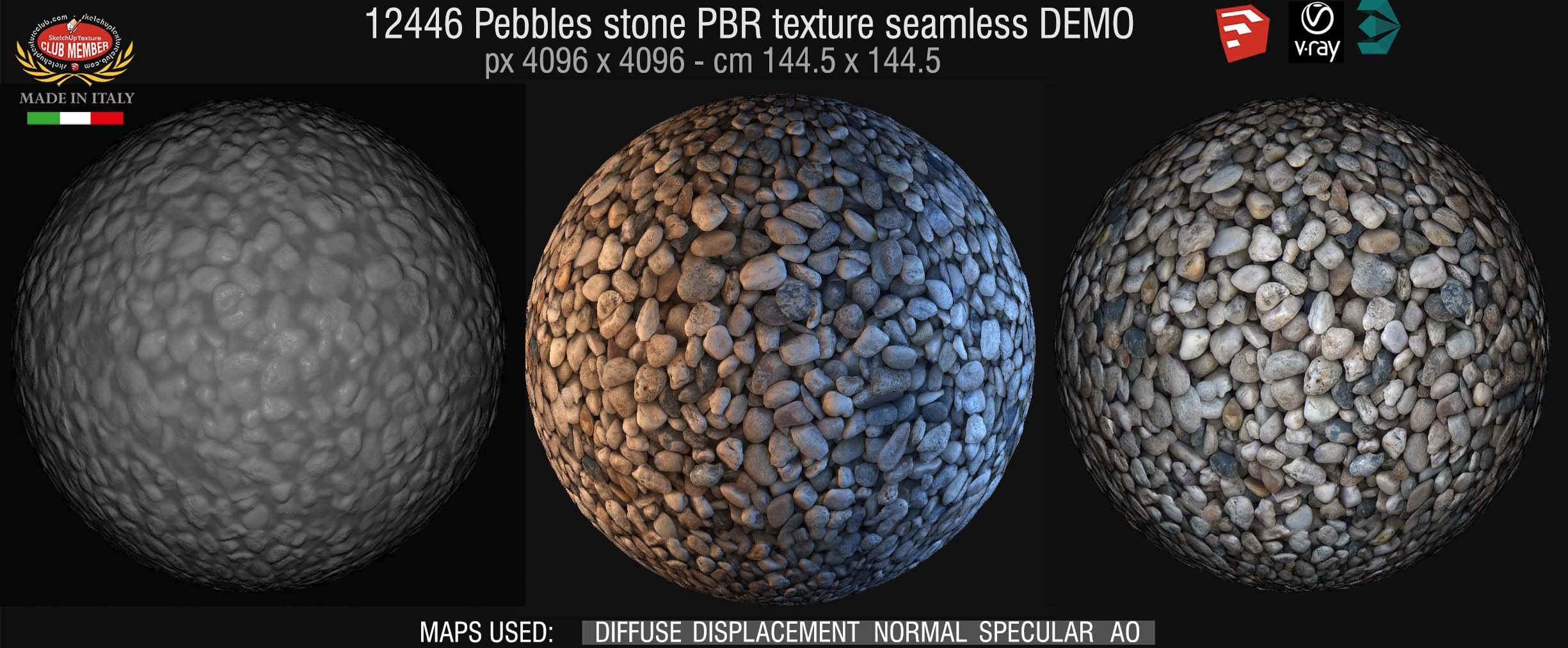 12446 Pebbles stone PBR texture seamless DEMO