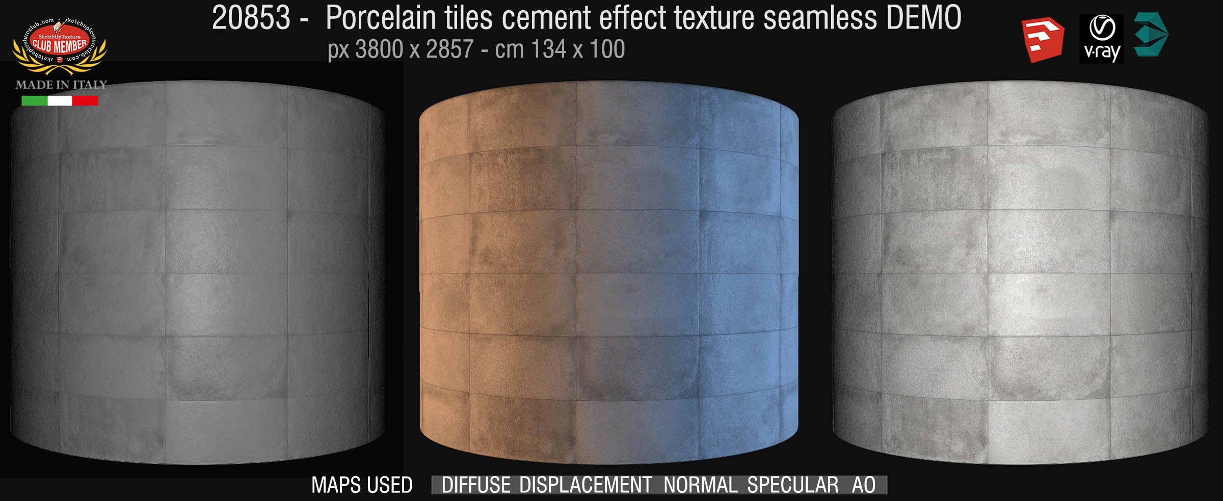 20853 HR Porcelain tiles cement effect texture seamless + maps DEMO