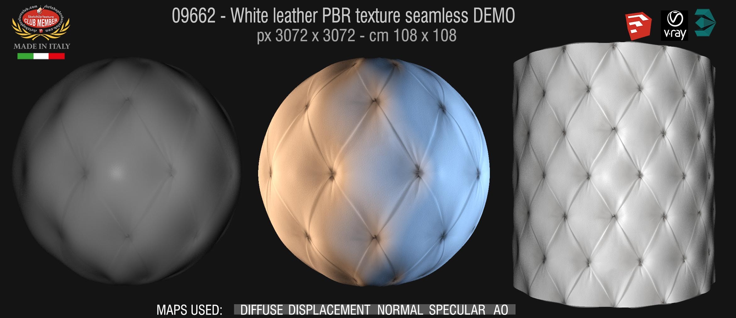 09662 White leather PBR texture seamless DEMO