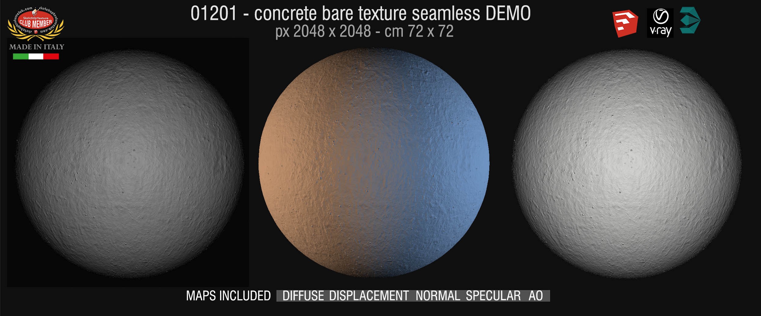 01201 HR Concrete bare clean texture + maps DEMO