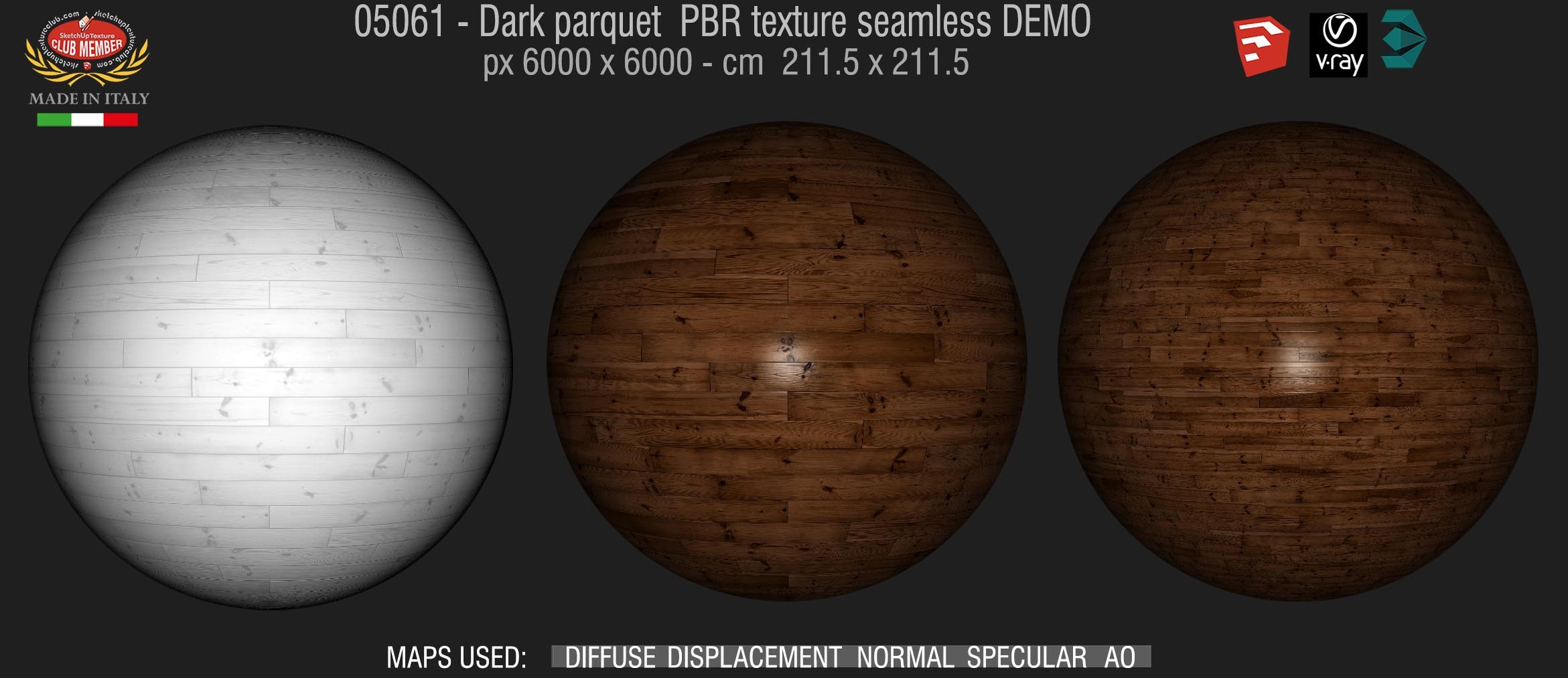 05061 Dark parquet PBR texture seamless DEMO