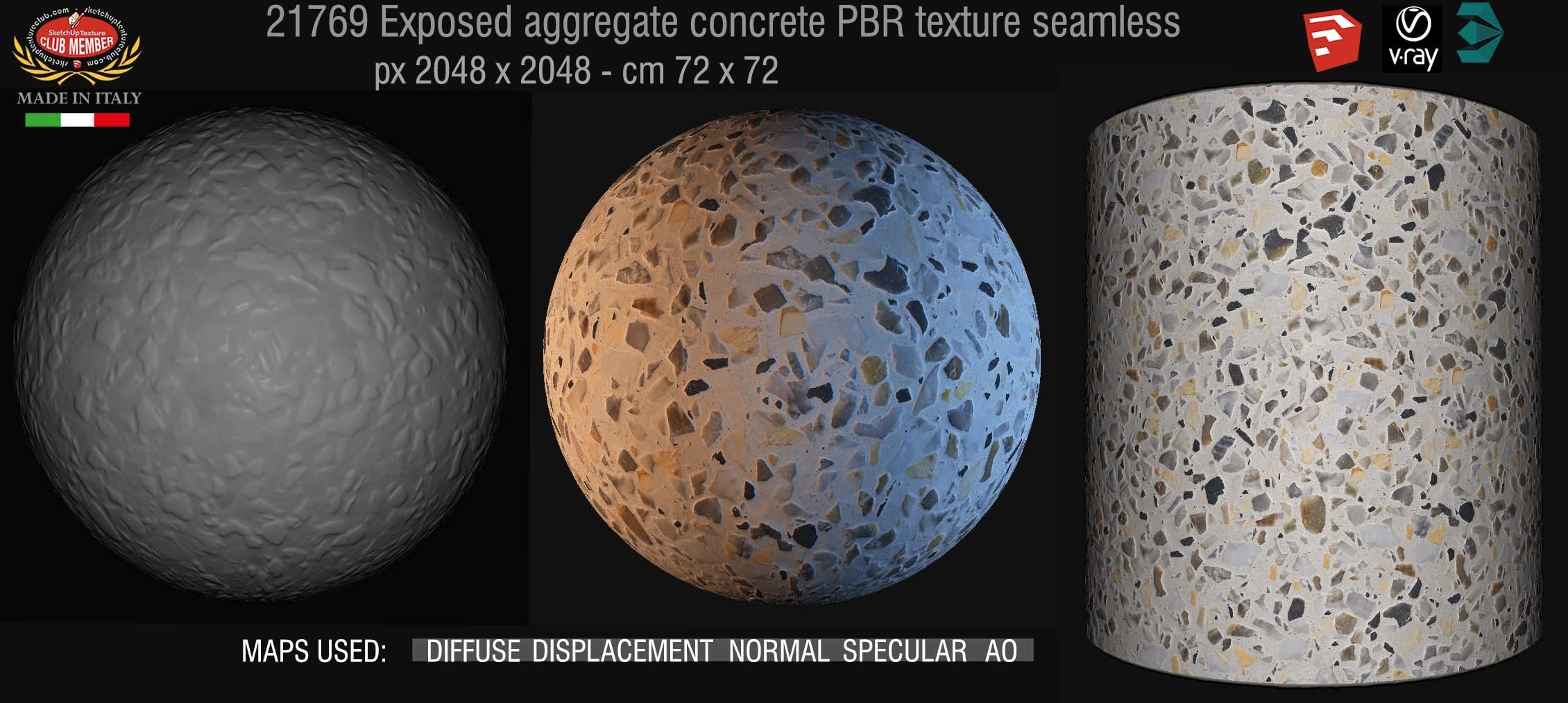 21769 Exposed aggregate concrete PBR textures seamless DEMO