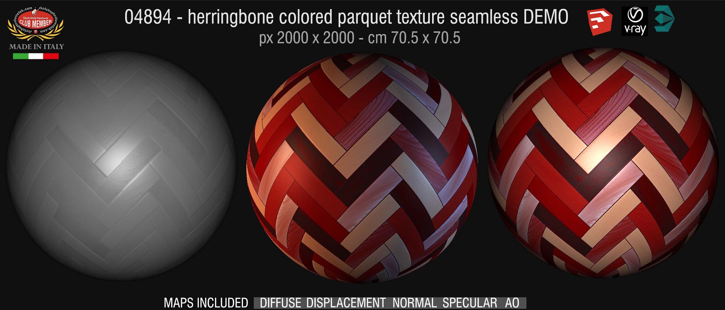04894 HR Herringbone colored parquet texture seamless + maps DEMO
