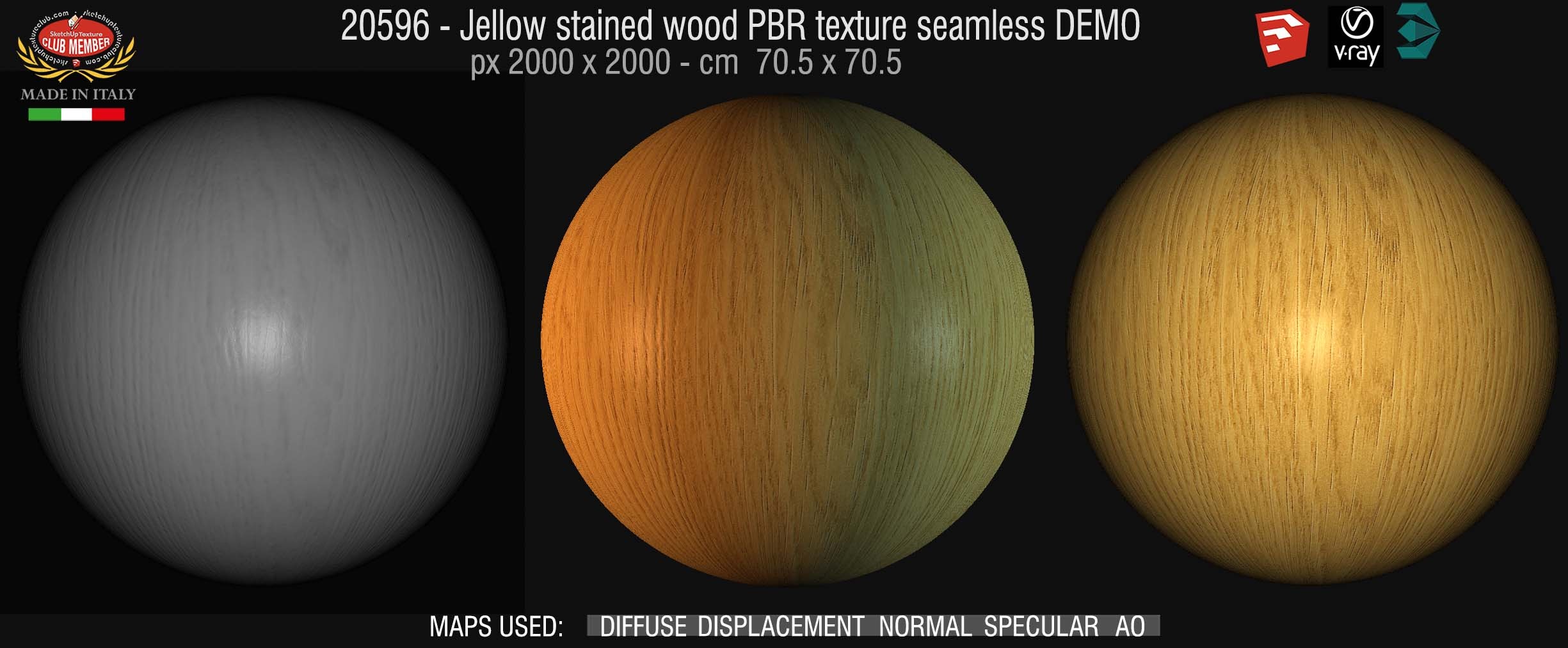 20596 Yellow stained wood PBR texture seamless DEMO