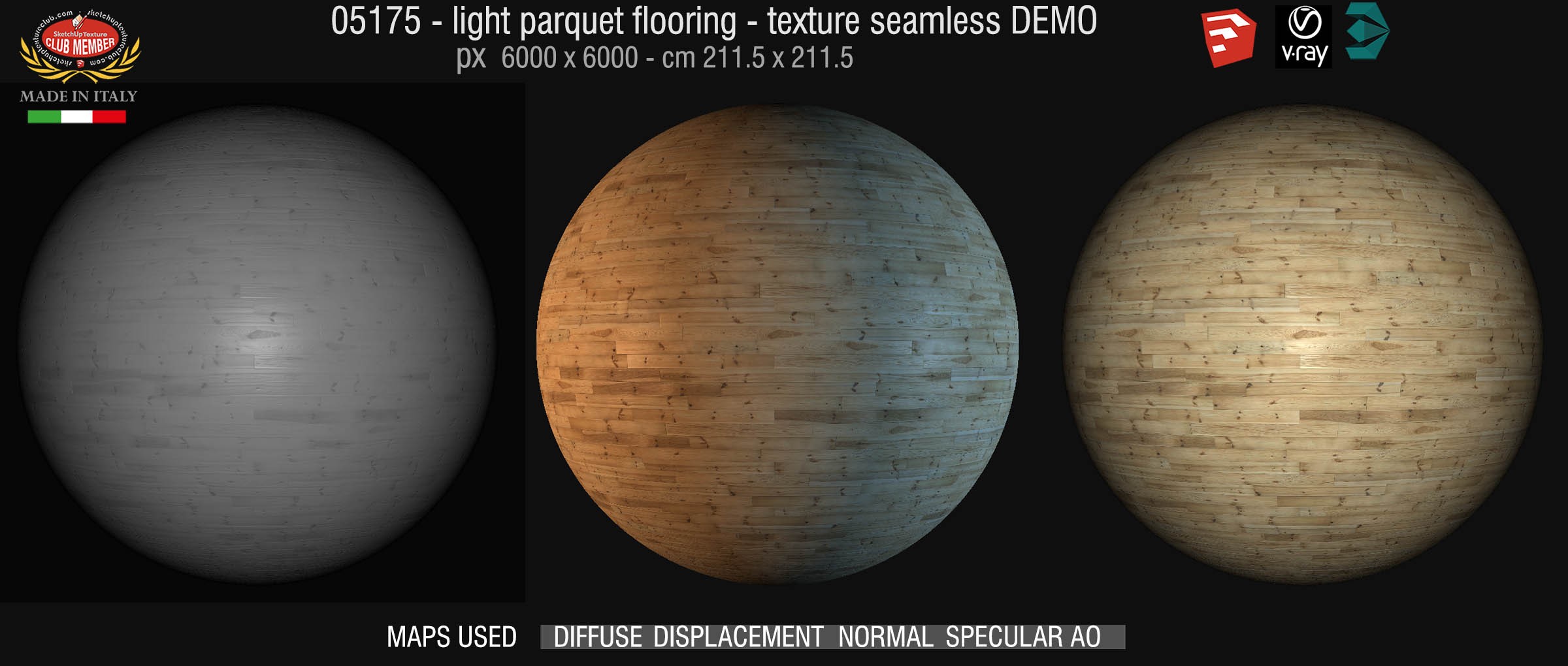05175 HR Light parquet texture seamless + maps DEMO