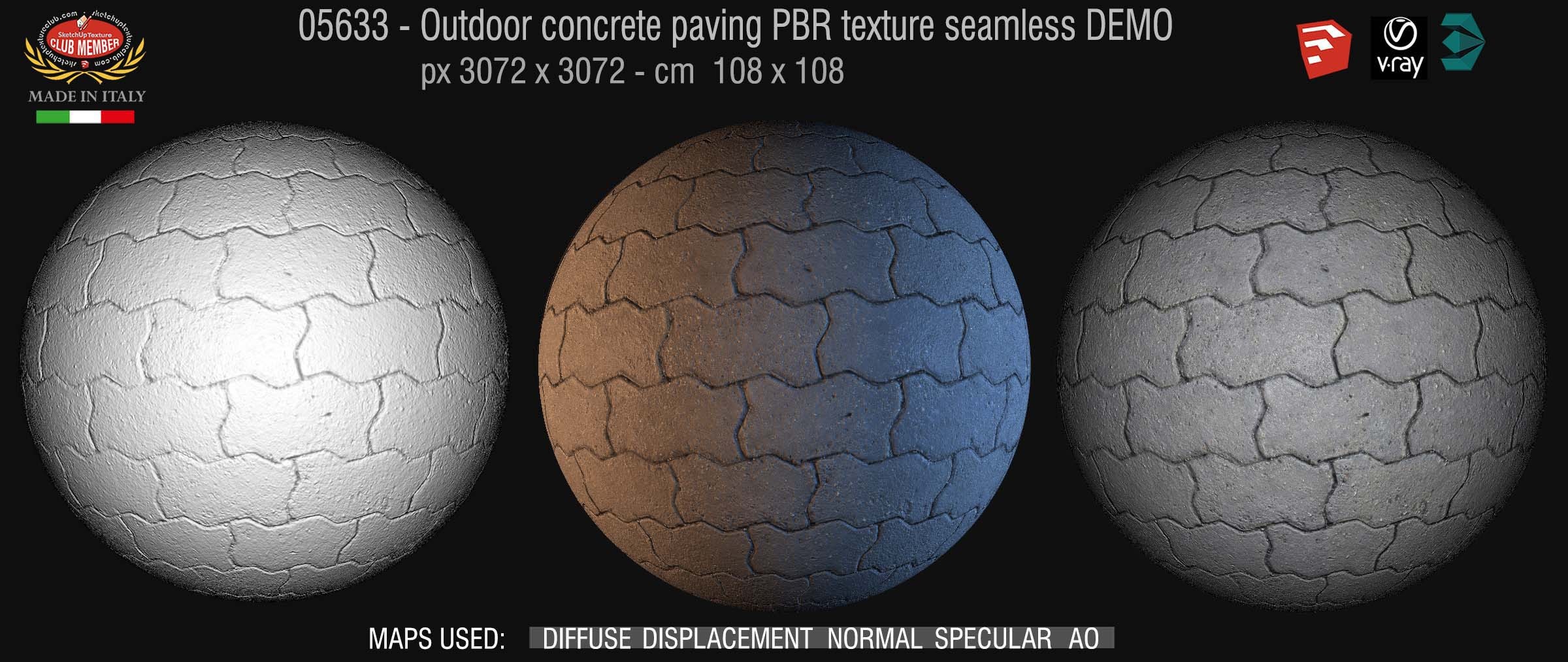 05633  Paving outdoor concrete regular block PBR texture seamless DEMO
