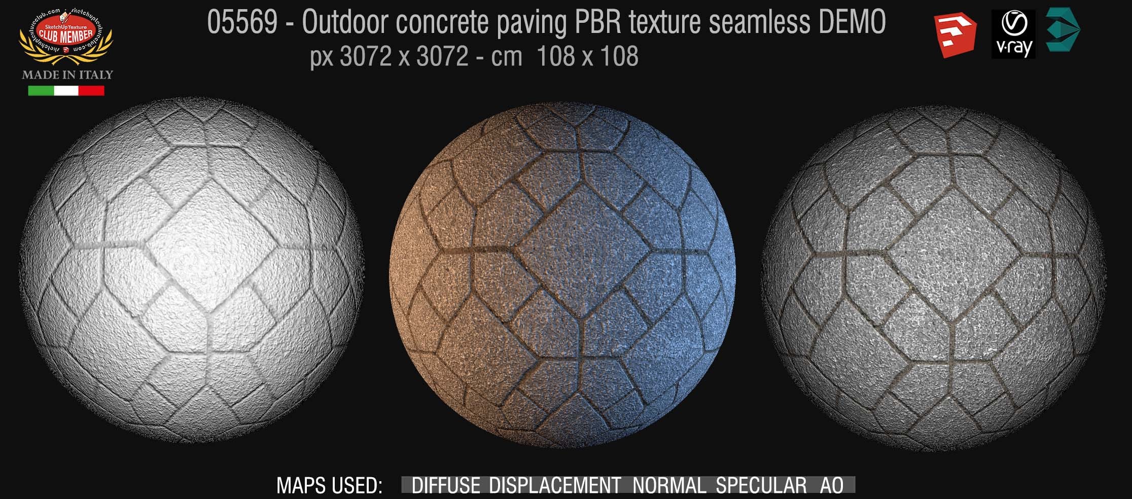 05569 Outdoor concrete paving PBR texture seamless DEMO